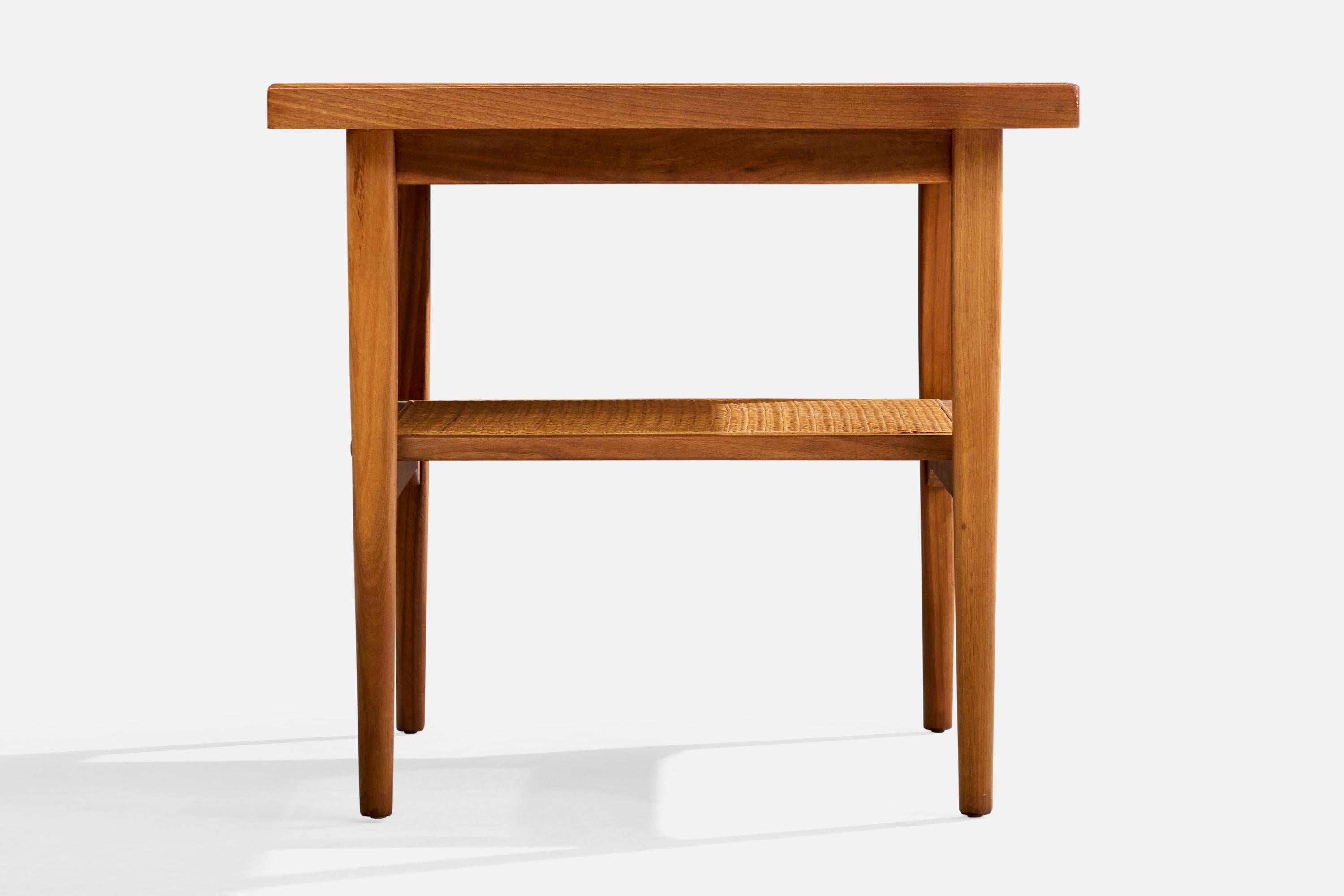 Mid-20th Century Drexel, Side Tables, Walnut, Cane, USA, 1950s For Sale
