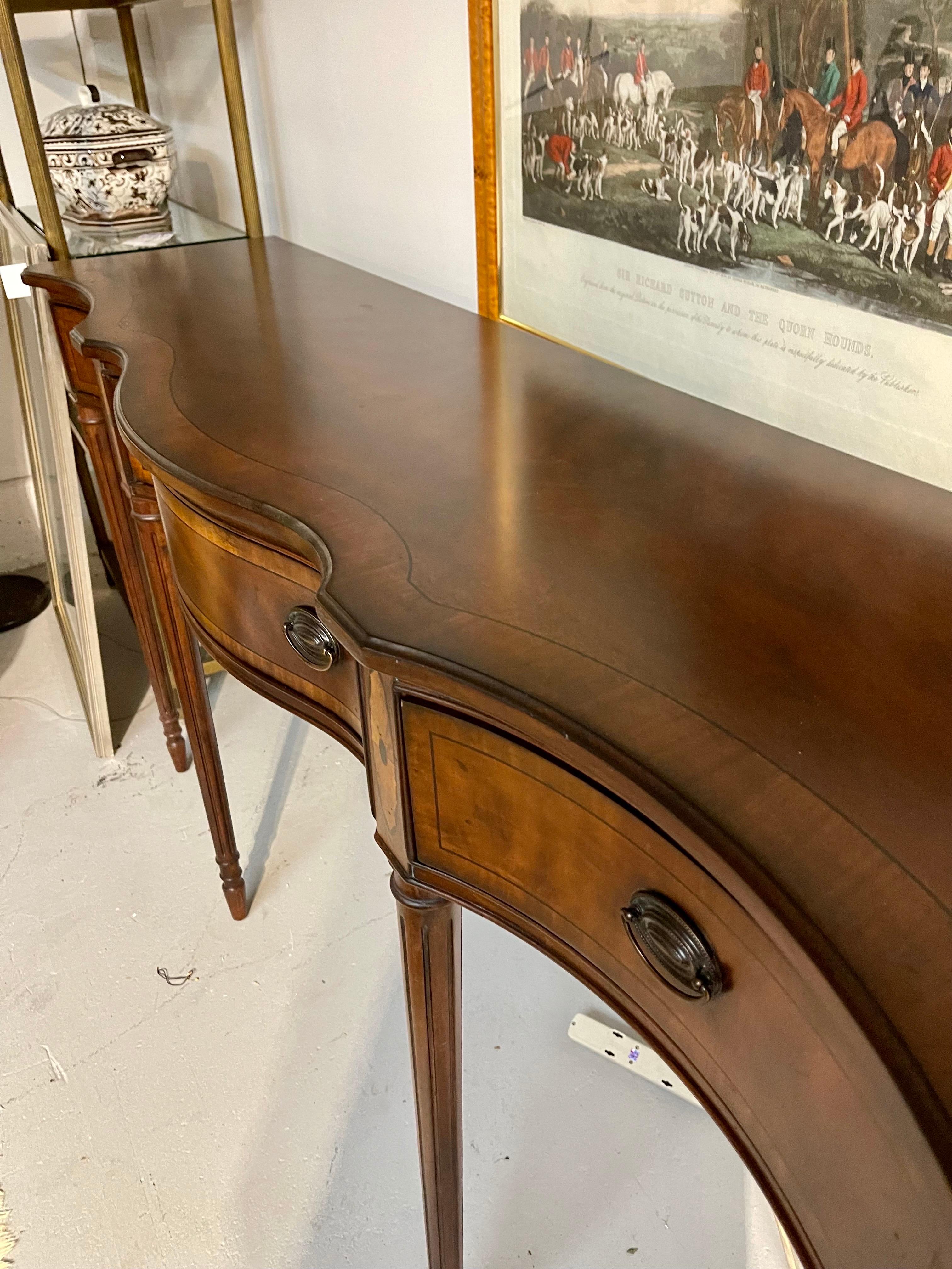 Drexel Tall Mahogany Inlay Large Console Table Buffet Dry Bar 4