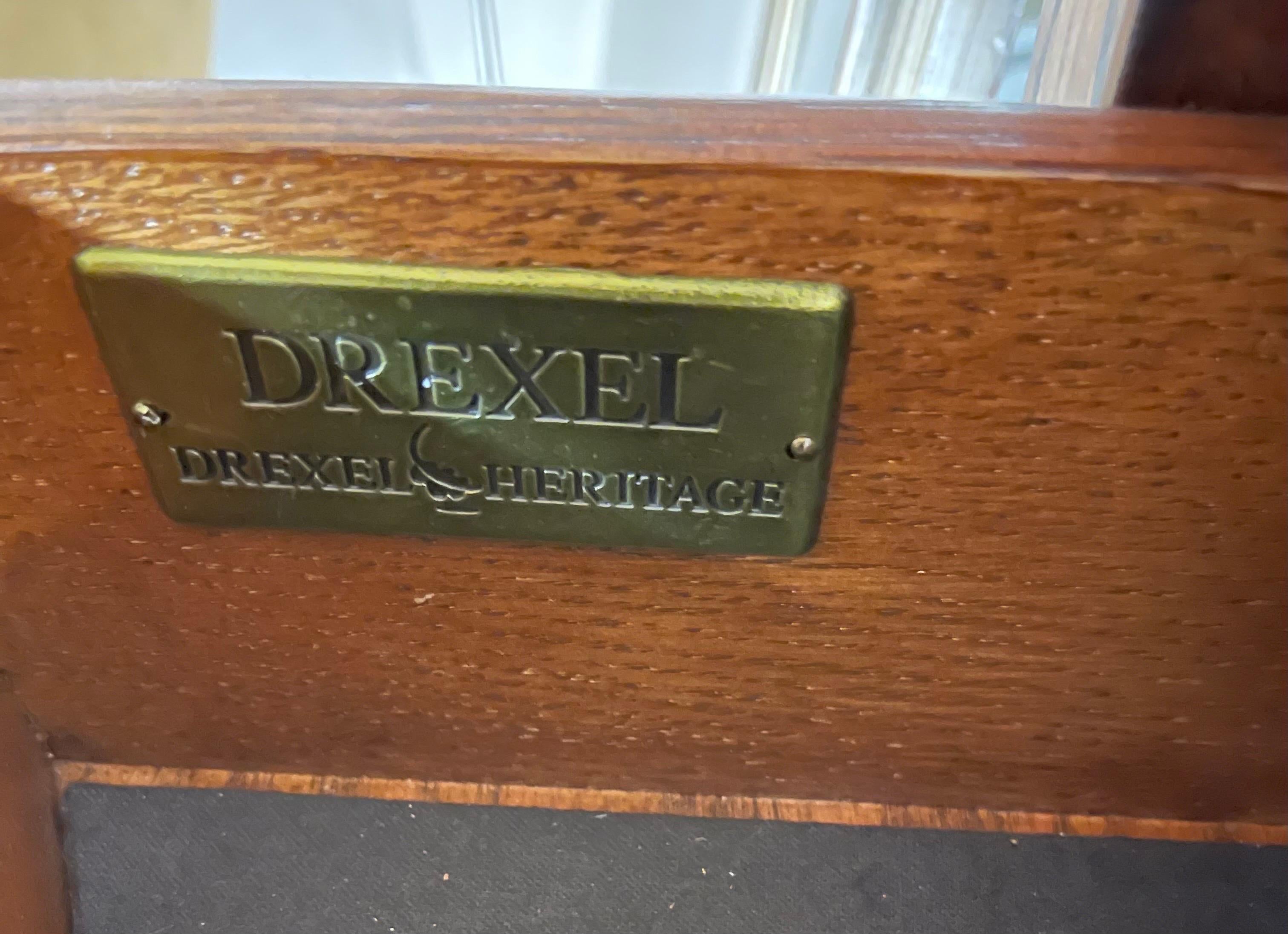 Drexel Tall Mahogany Inlay Large Console Table Buffet Dry Bar 8