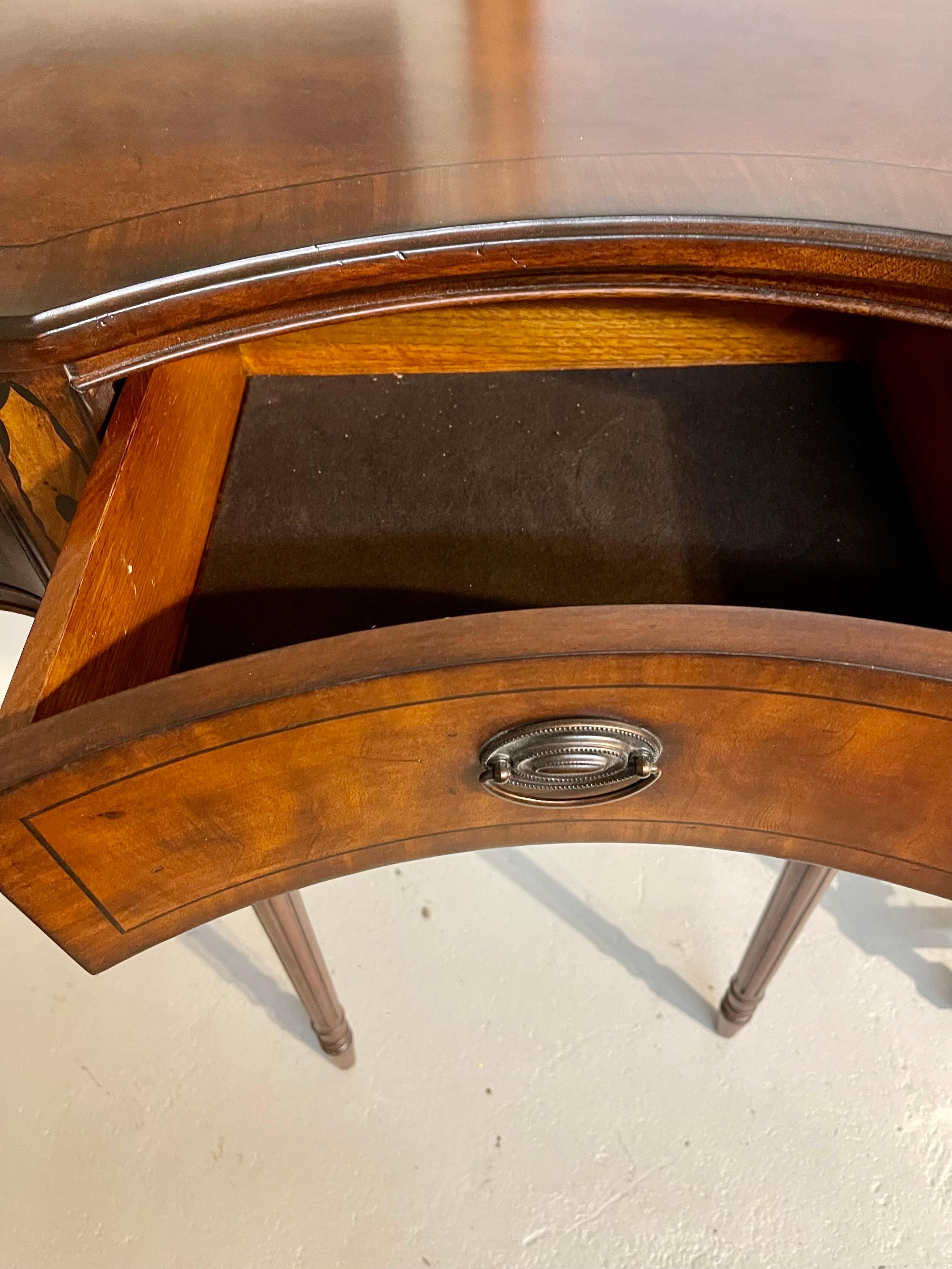 Drexel Tall Mahogany Inlay Large Console Table Buffet Dry Bar 10