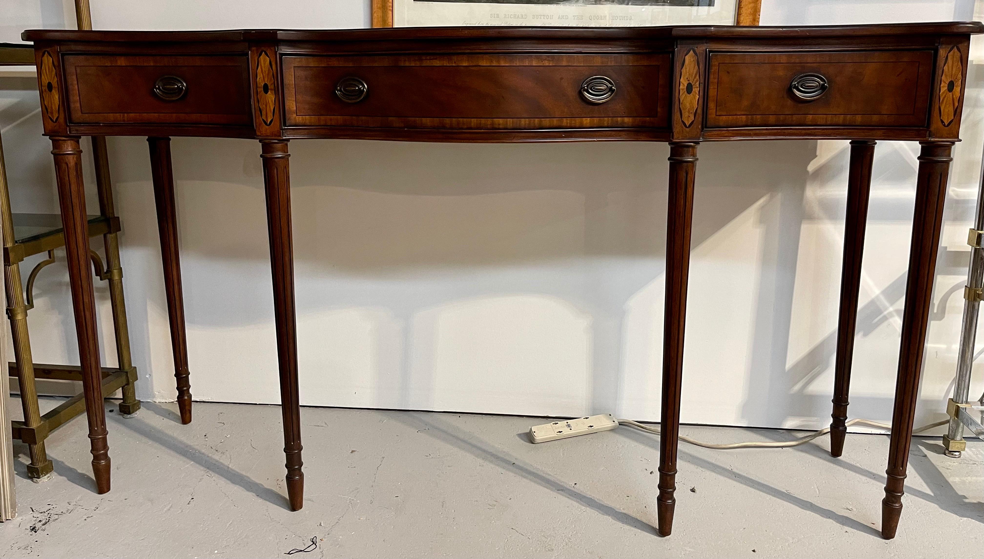 Federal Drexel Tall Mahogany Inlay Large Console Table Buffet Dry Bar