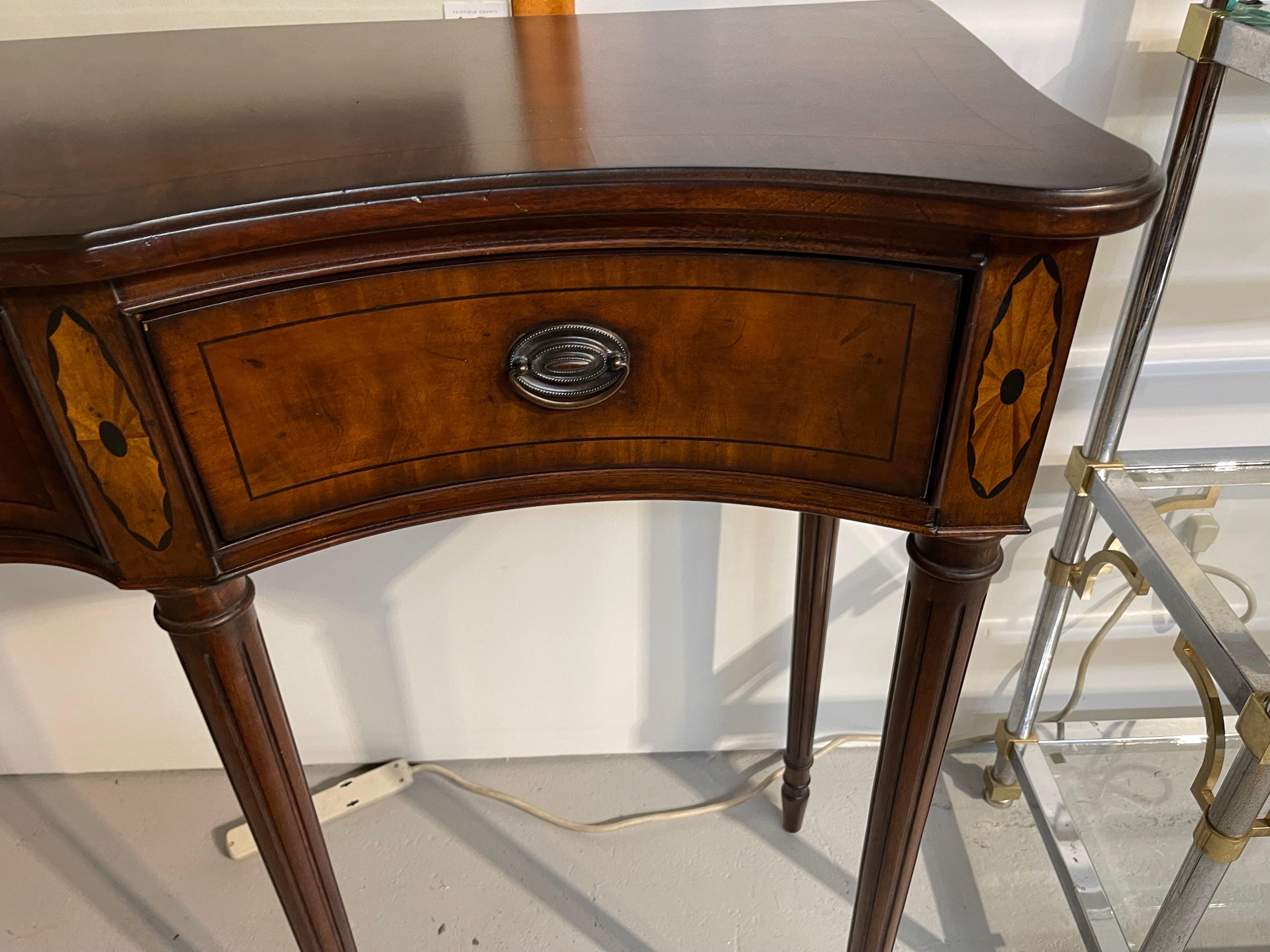 Drexel Tall Mahogany Inlay Large Console Table Buffet Dry Bar In Good Condition In West Hartford, CT