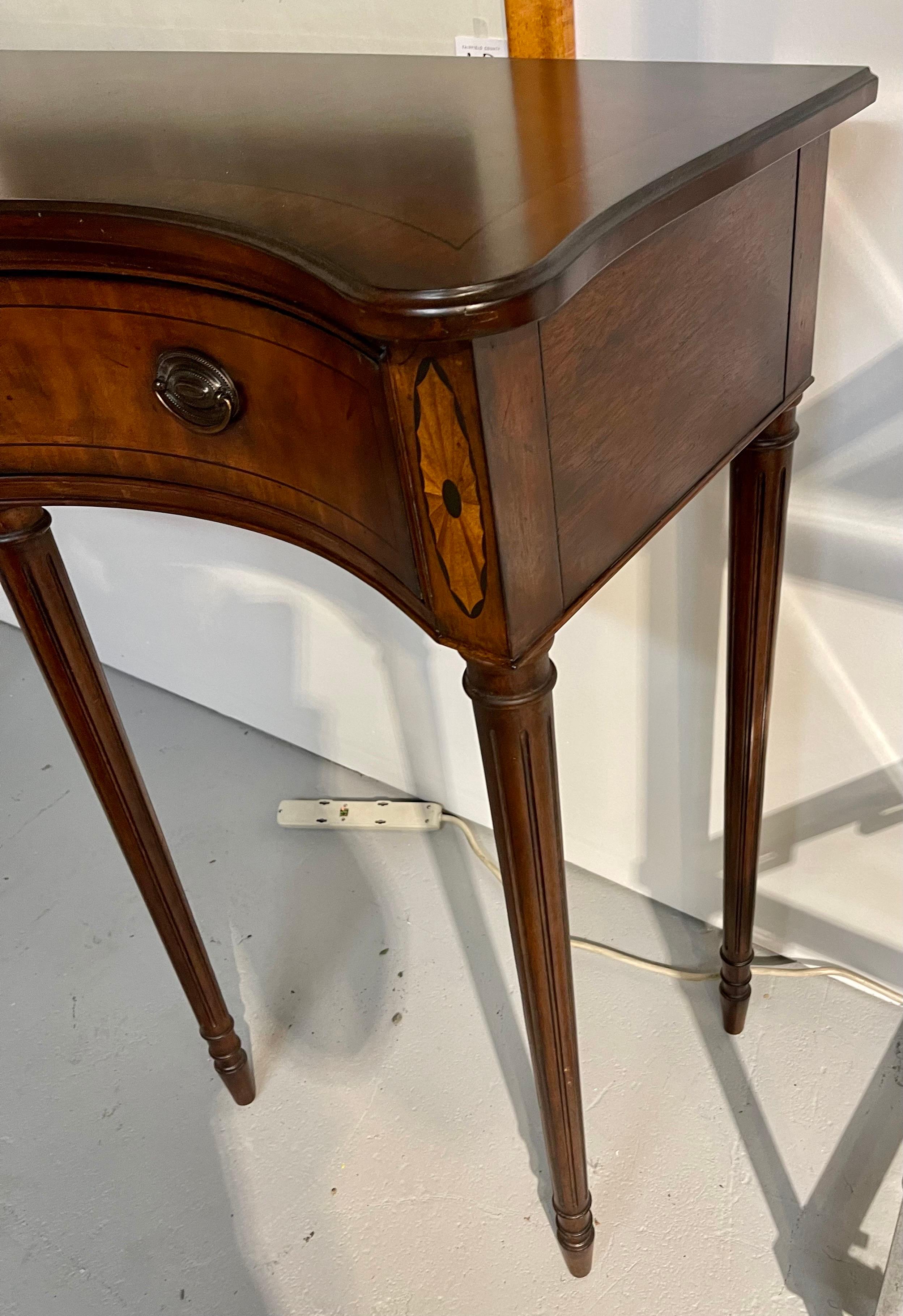 20th Century Drexel Tall Mahogany Inlay Large Console Table Buffet Dry Bar