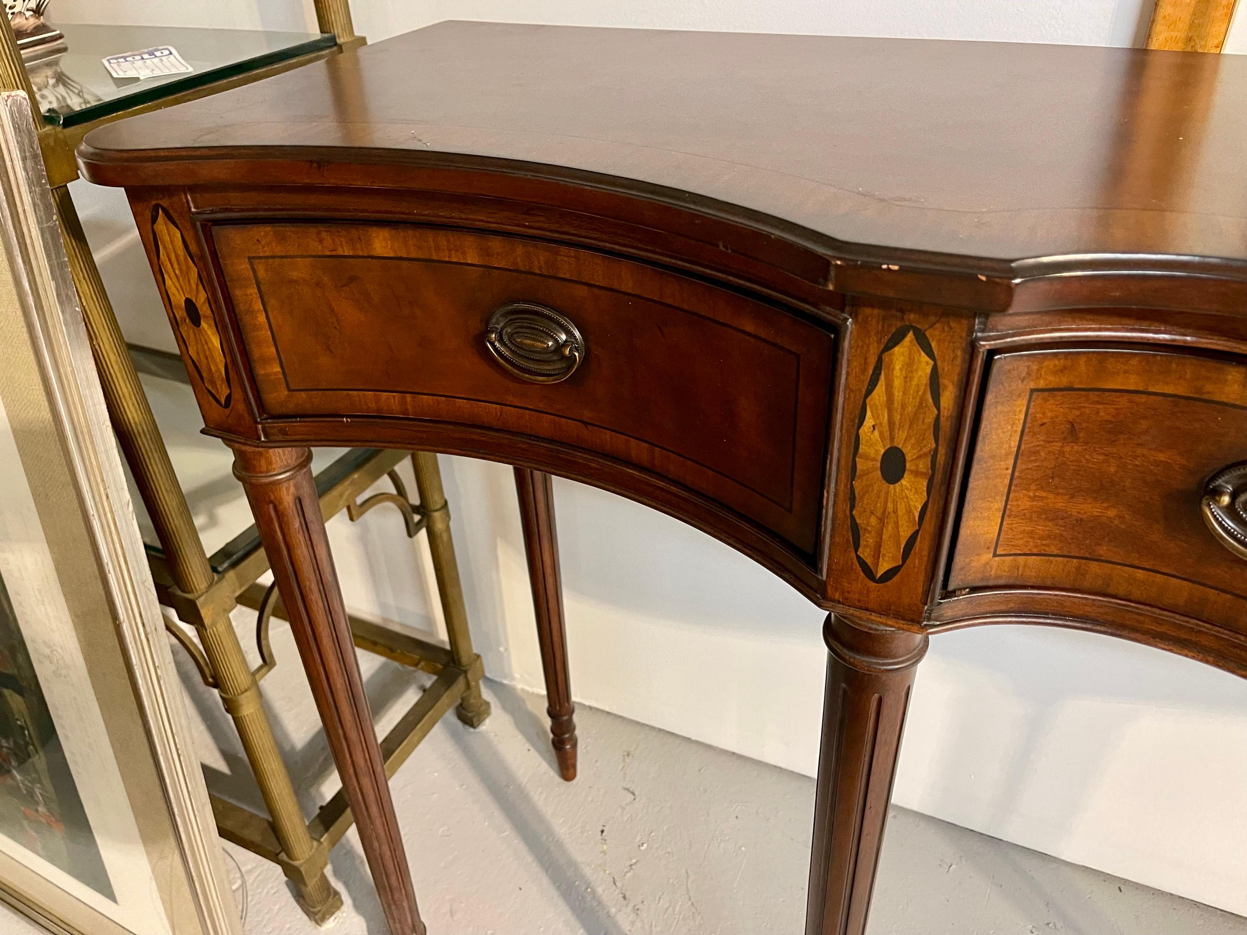 Drexel Tall Mahogany Inlay Large Console Table Buffet Dry Bar 1