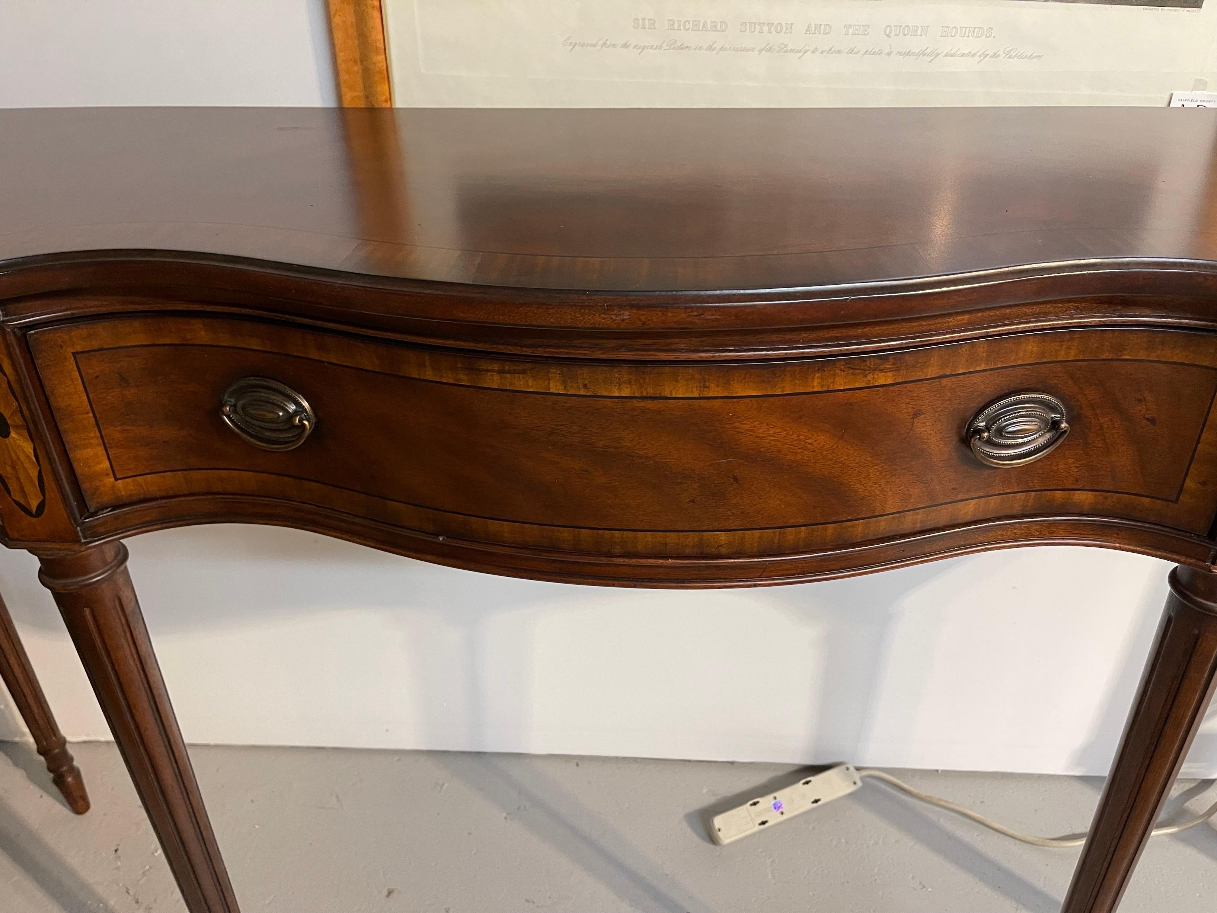 Drexel Tall Mahogany Inlay Large Console Table Buffet Dry Bar 2