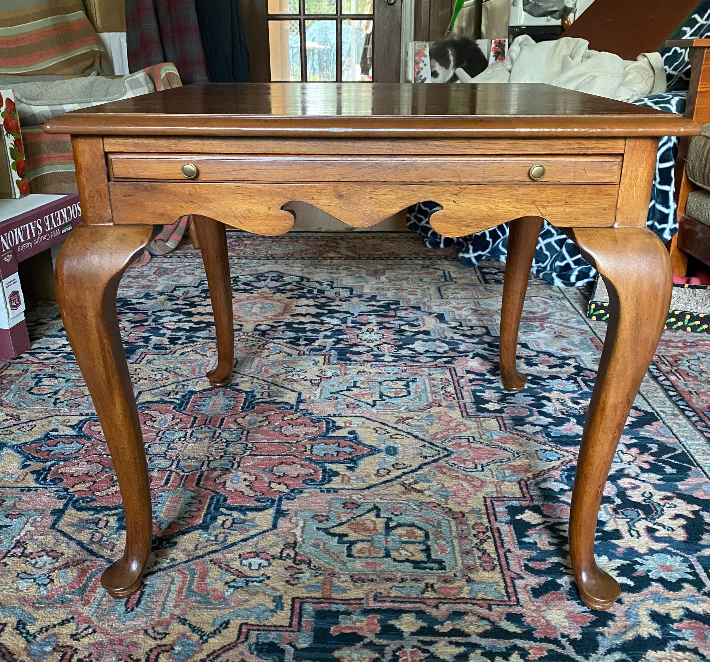Drexel Tea Table w/Shelf and Queen Anne Legs For Sale 3
