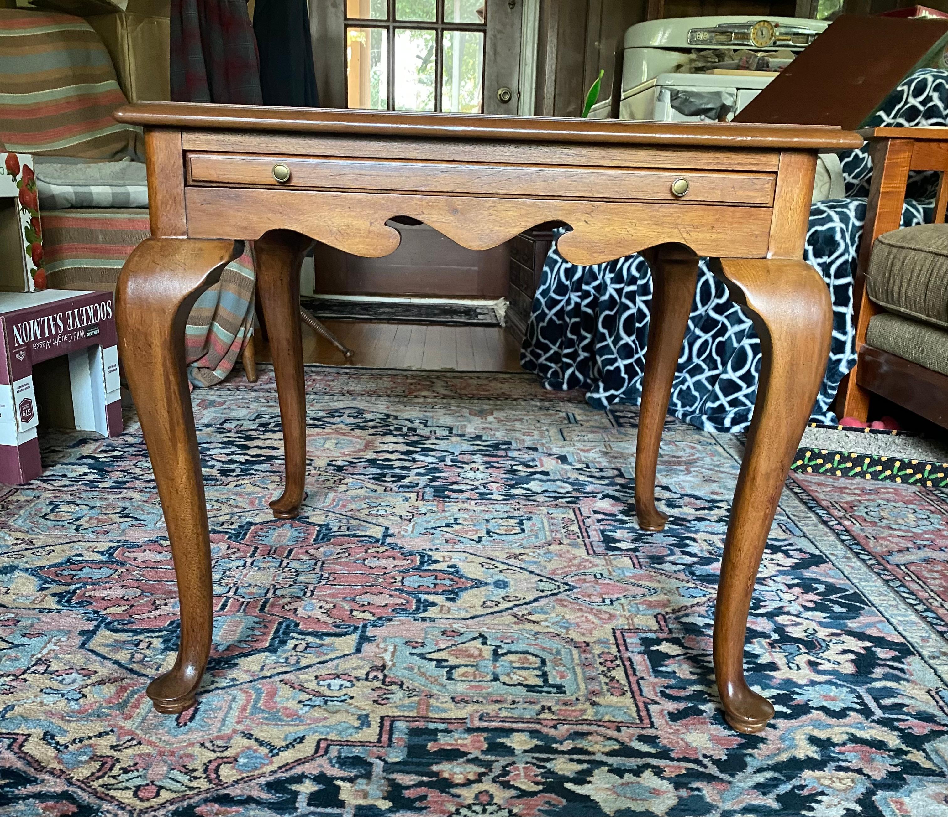 Drexel Tea Table w/Shelf and Queen Anne Legs For Sale 4