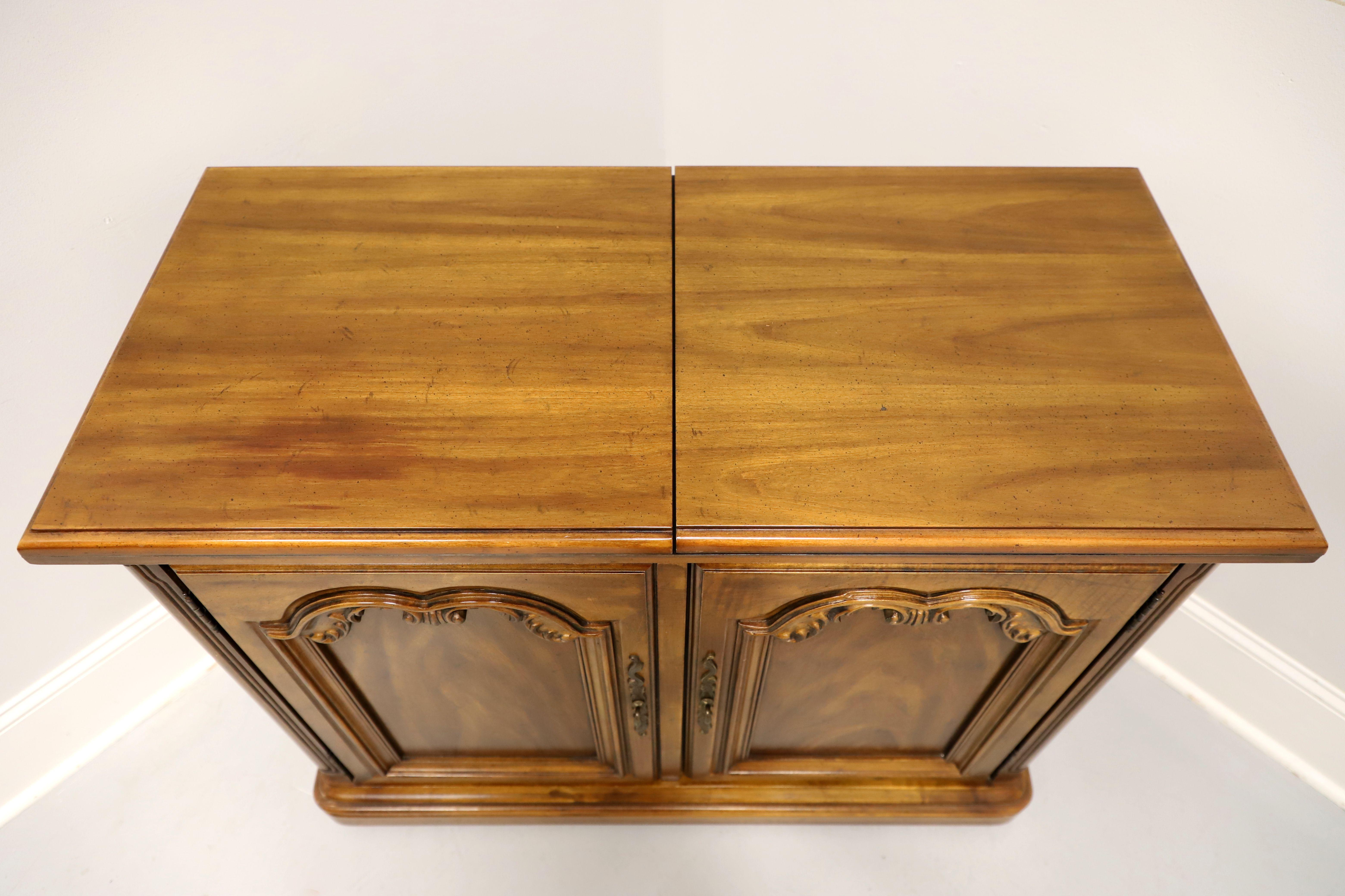 Brass DREXEL Touraine II Pecan French Country Flip Top Server on Casters