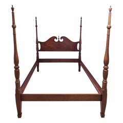 Drexel Travis Court Collection Mahogany Poster Full Size Bed, Circa 1940s