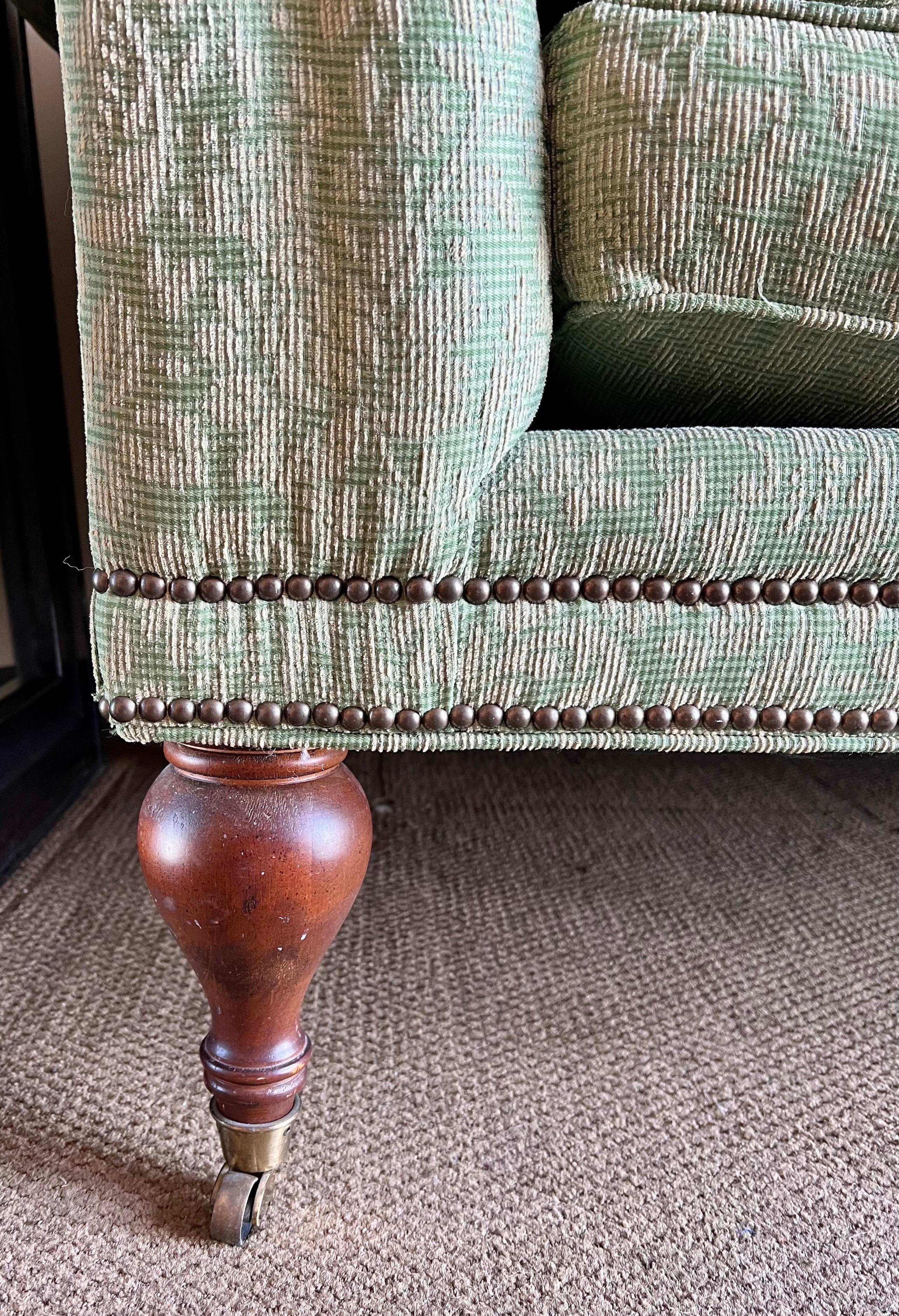 Fabric Drexel Tufted Scroll Arm Chesterfield Sofa for Lillian August