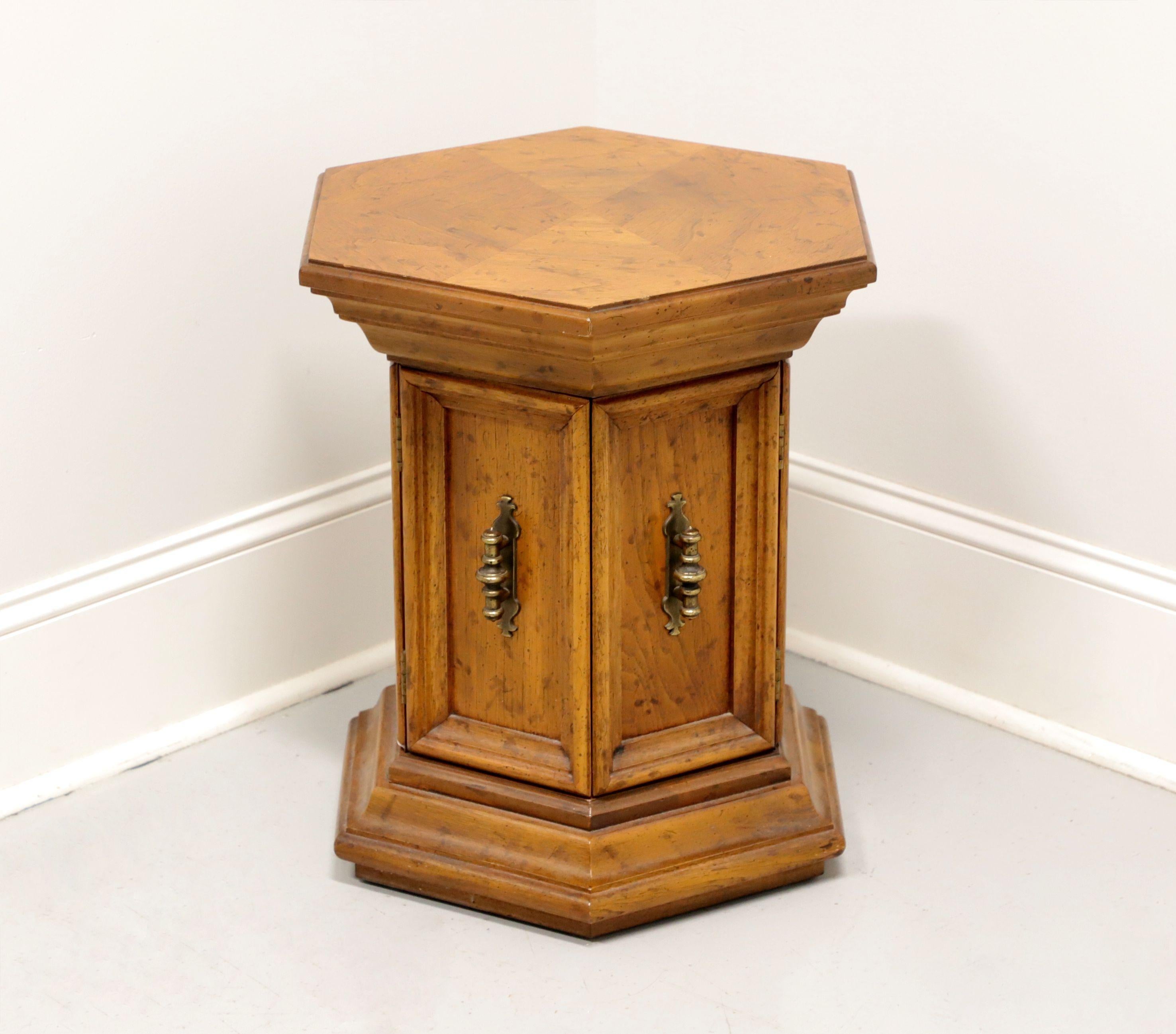 DREXEL Velero Mid 20th Century Spanish Style Hexagonal Cabinet Accent Table For Sale 4