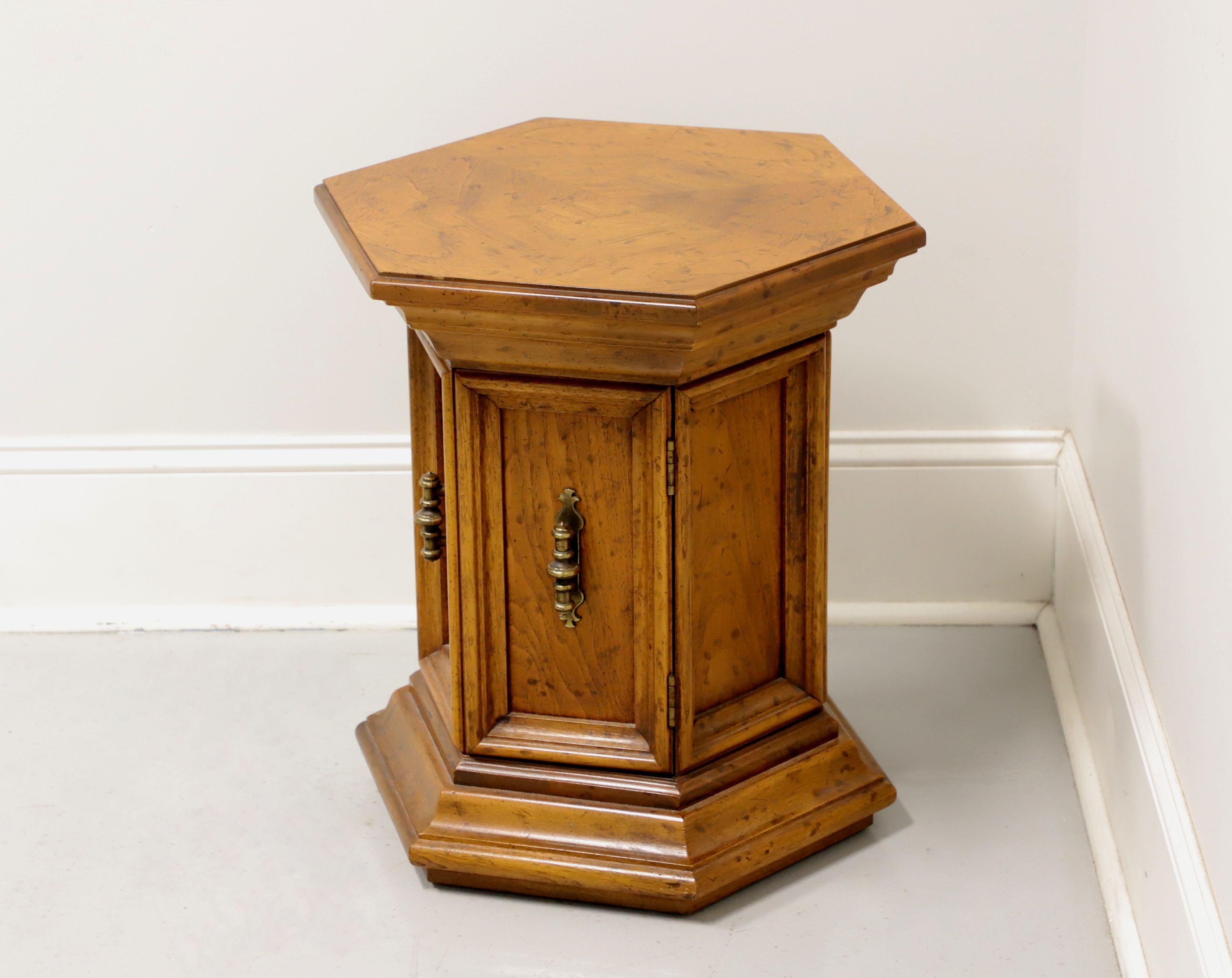 Spanish Colonial DREXEL Velero Mid 20th Century Spanish Style Hexagonal Cabinet Accent Table For Sale