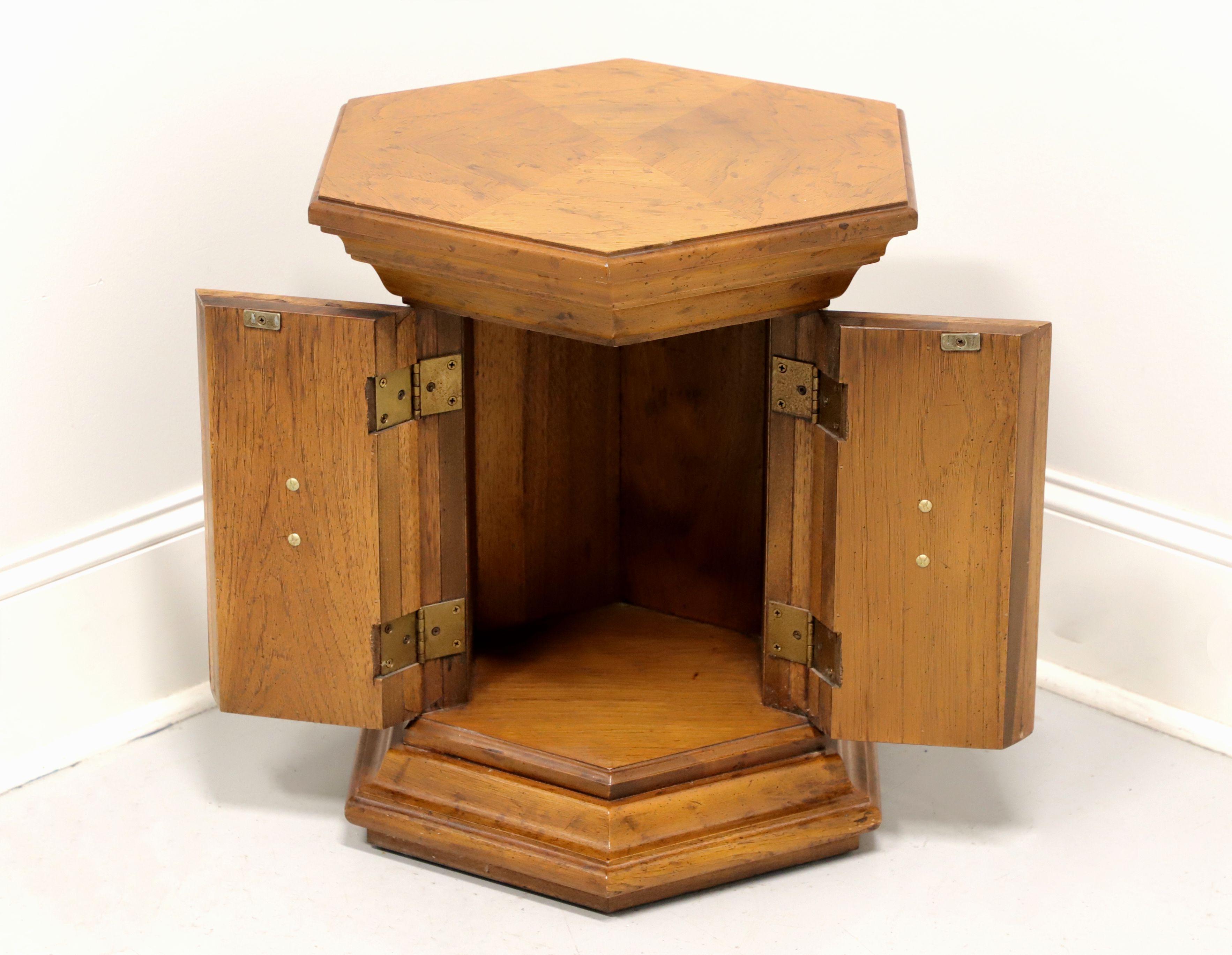 American DREXEL Velero Mid 20th Century Spanish Style Hexagonal Cabinet Accent Table For Sale