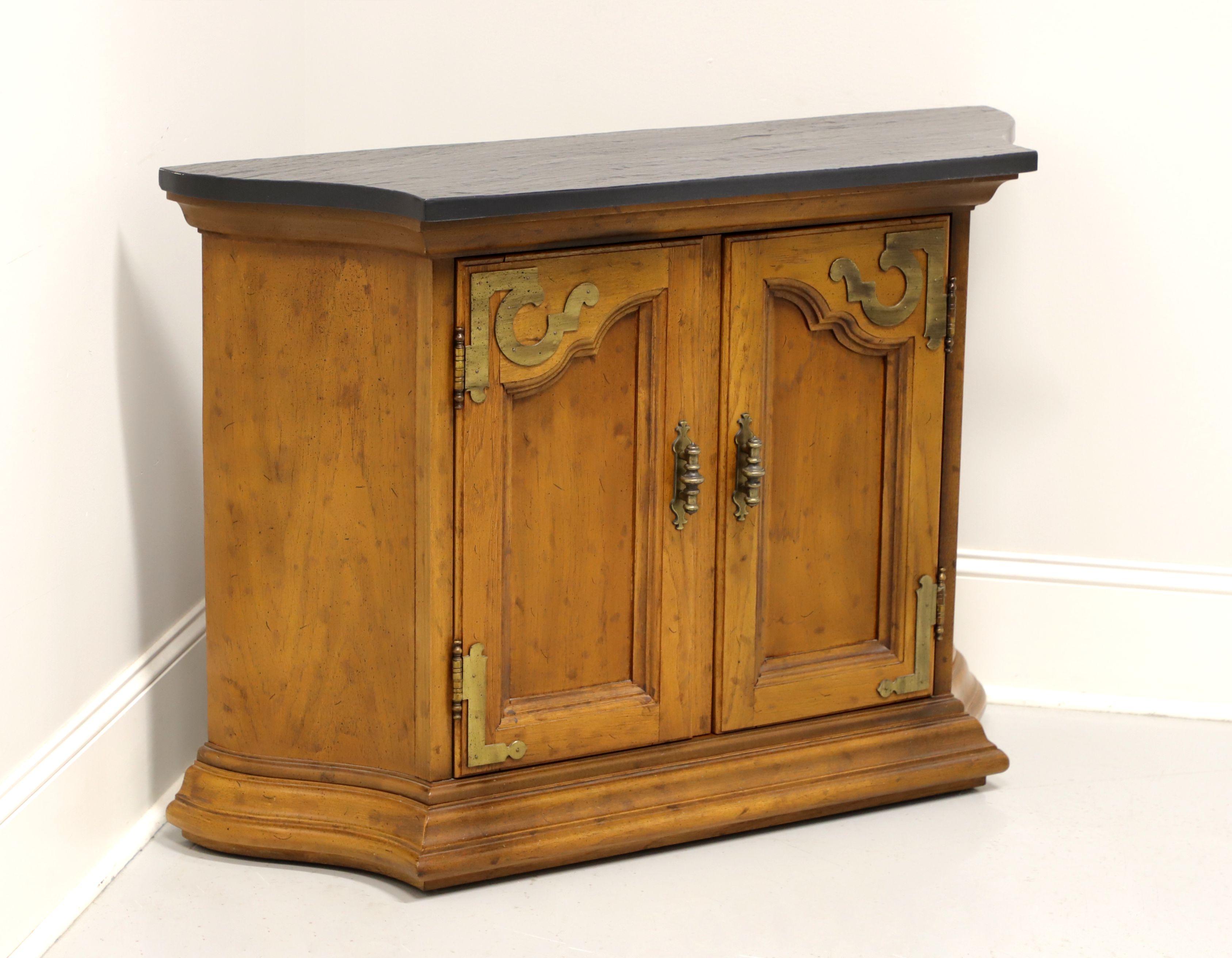 DREXEL Velero Mid 20th Century Spanish Style Slate Top Console Cabinet For Sale 1