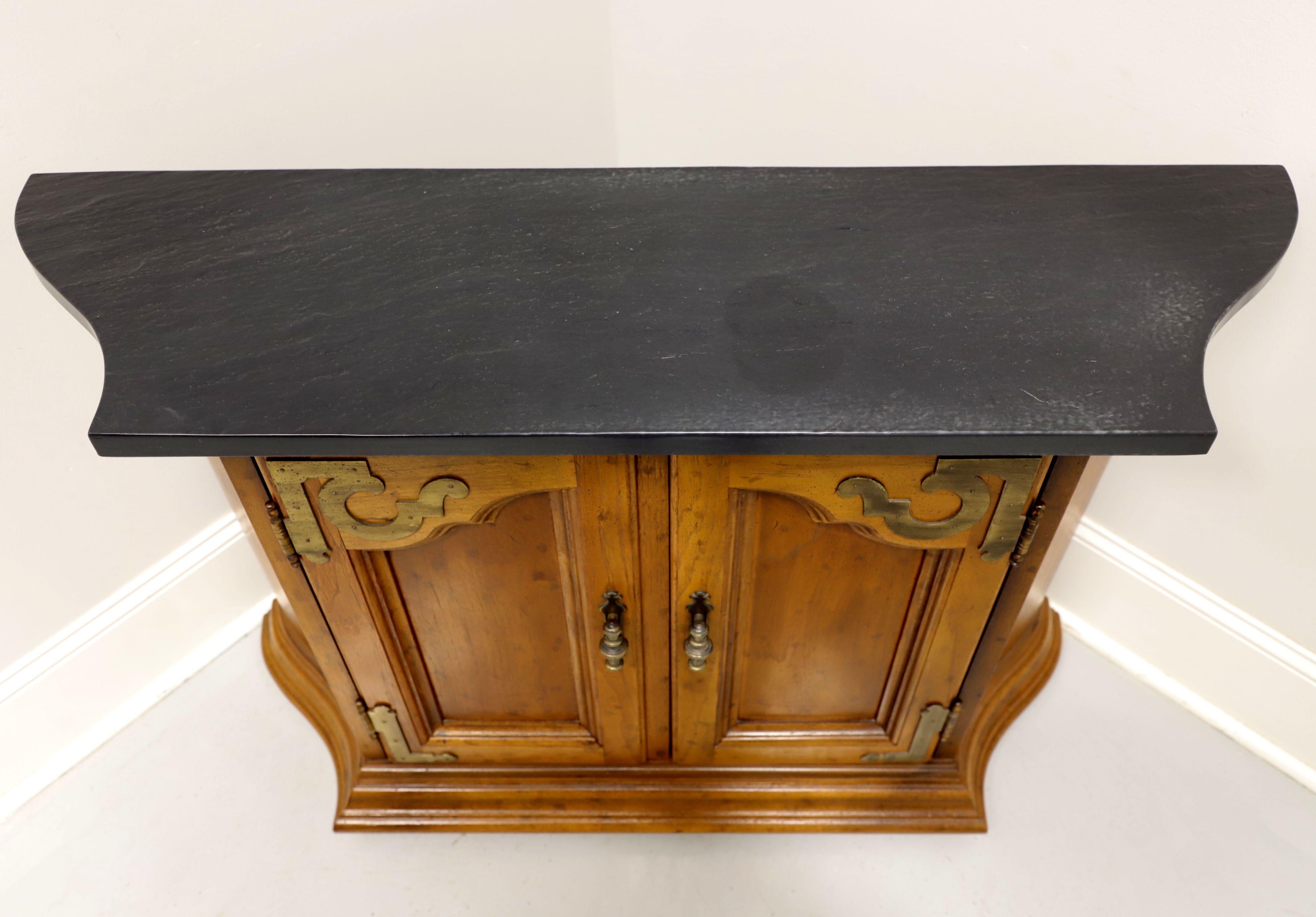 Spanish Colonial DREXEL Velero Mid 20th Century Spanish Style Slate Top Console Cabinet For Sale