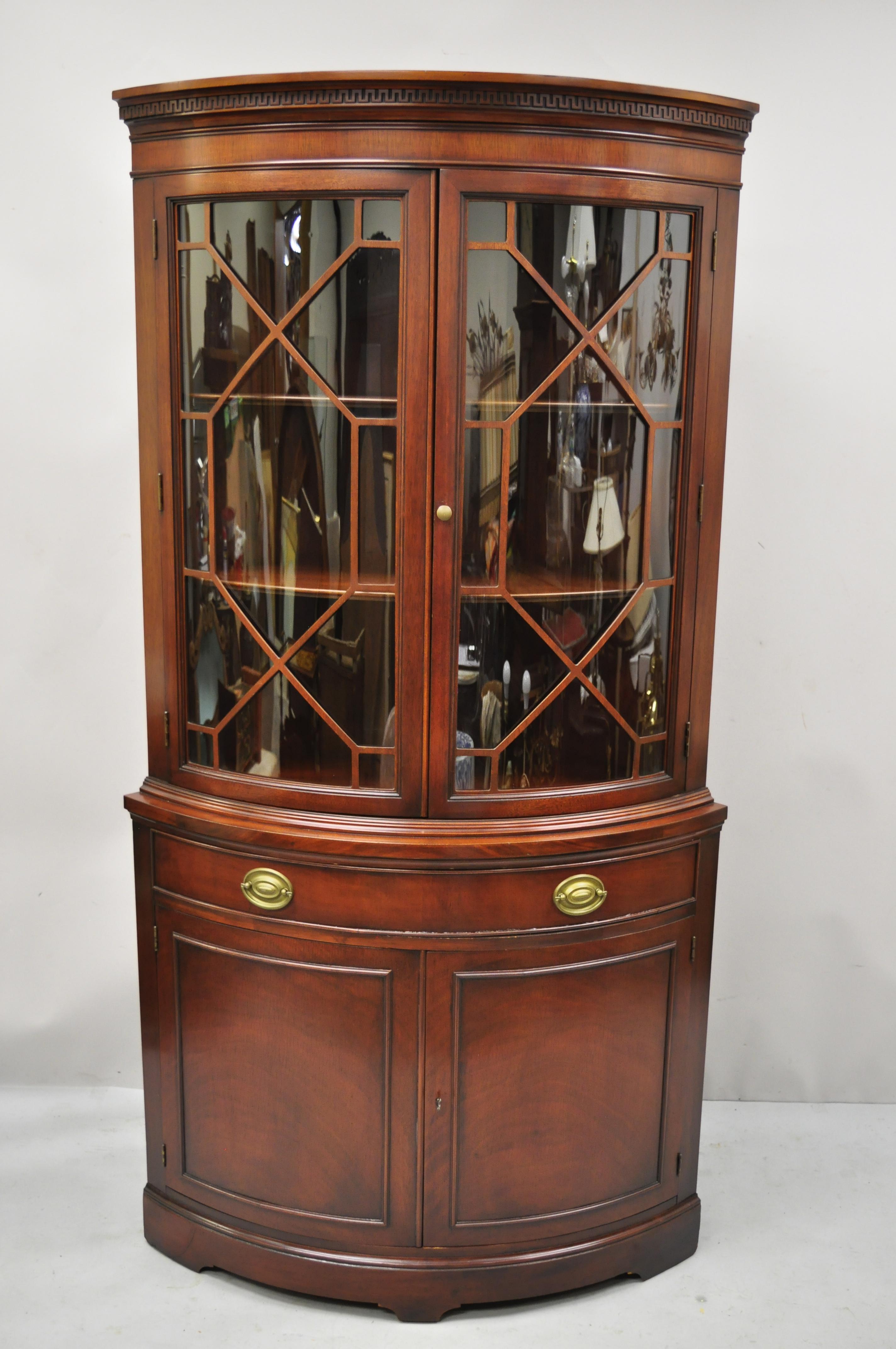 Drexel Vintage Mahogany Bow Front Glass Corner China Cabinet Curio Display 4