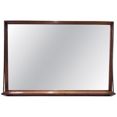 Drexel Wall Mirror with Brass Trim and Walnut, Mid-Century 1955