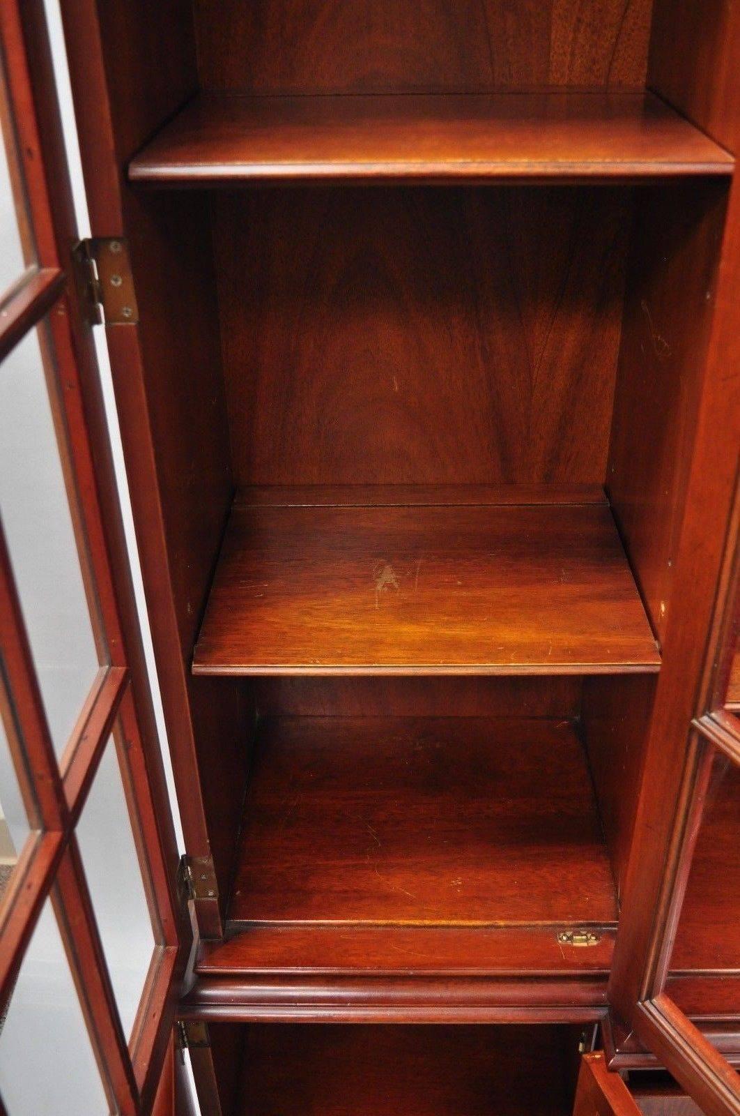 Drexel Wallace Nutting Mahogany Breakfront Bookcase China Cabinet Cupboard 1