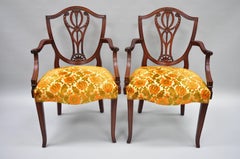 Drexel Wallace Nutting Solid Mahogany Shield Back Dining Room Chairs Set of Six