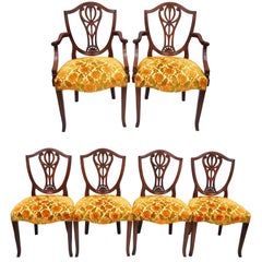 Drexel Wallace Nutting Solid Mahogany Shield Back Dining Room Chairs Set of Six