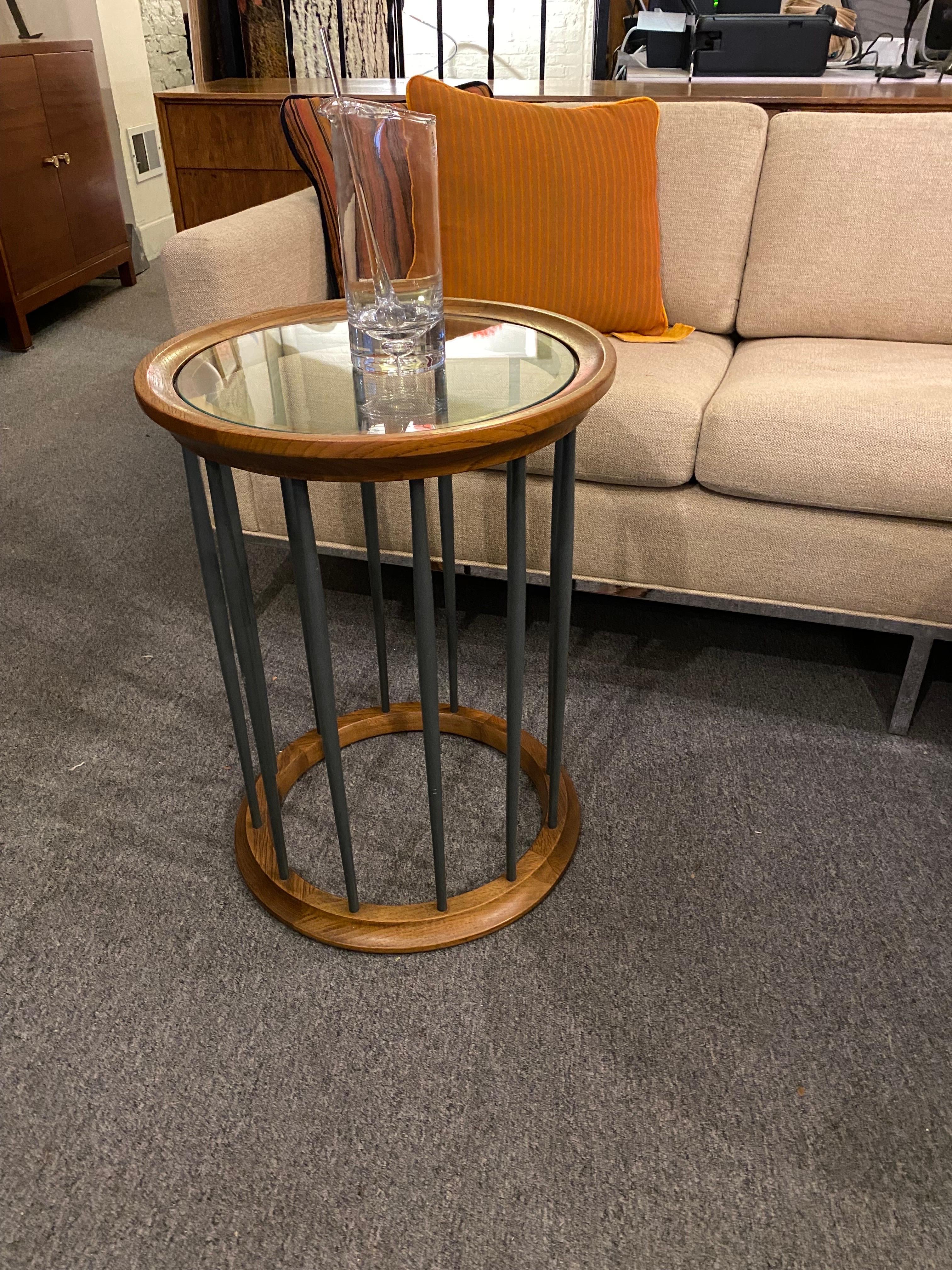 Drexel Walnut and glass Side Table 3