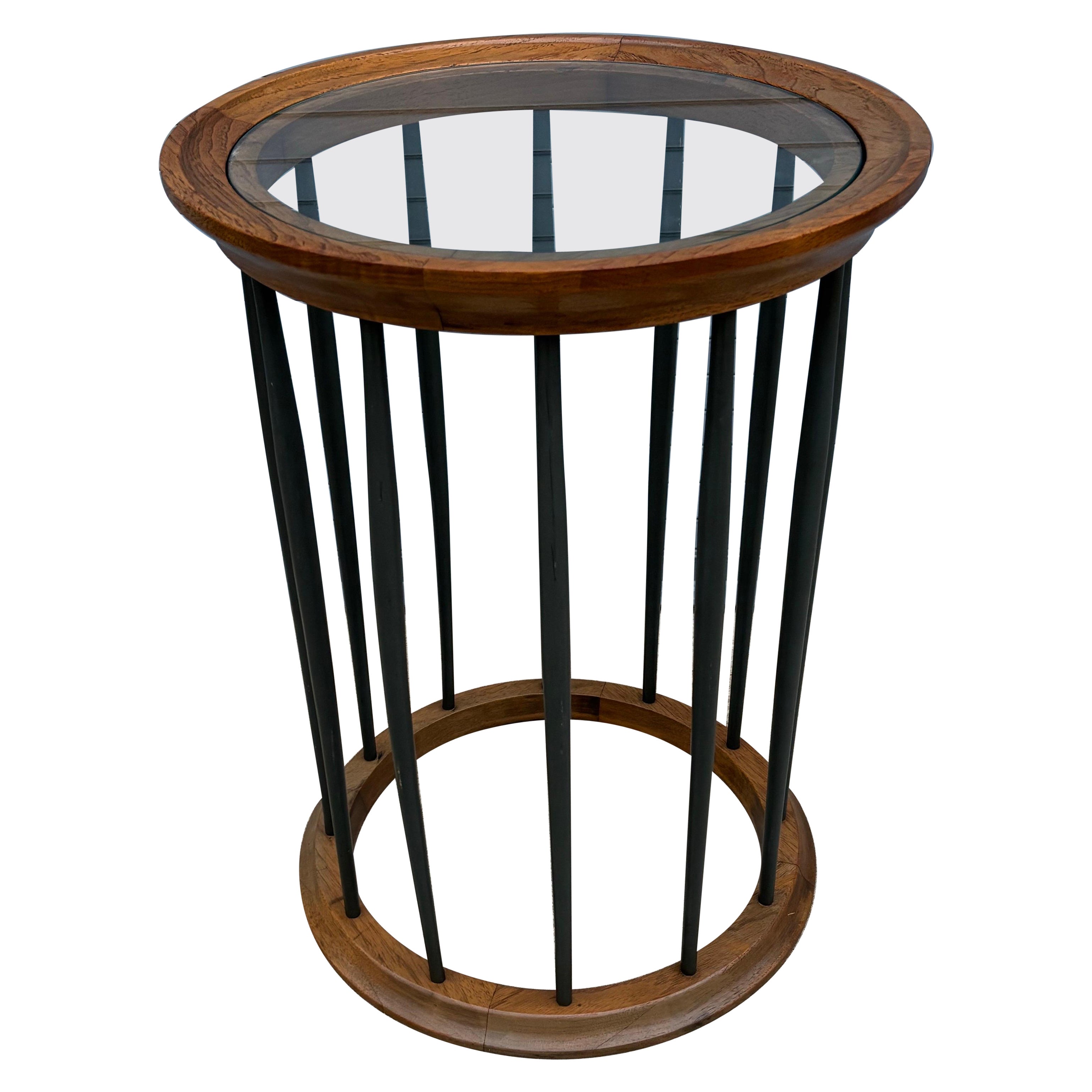Drexel Walnut and glass Side Table