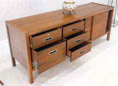 Drexel Walnut Mid Century Modern Long Credenza Sliding Doors 5 Drawer File MINT!