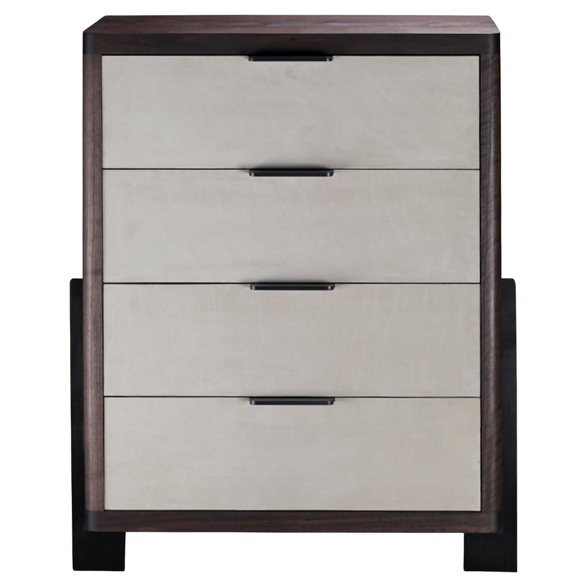 Dreyfus Chest, by AMBROZIA, Solid Walnut, Leather & Blackened Steel