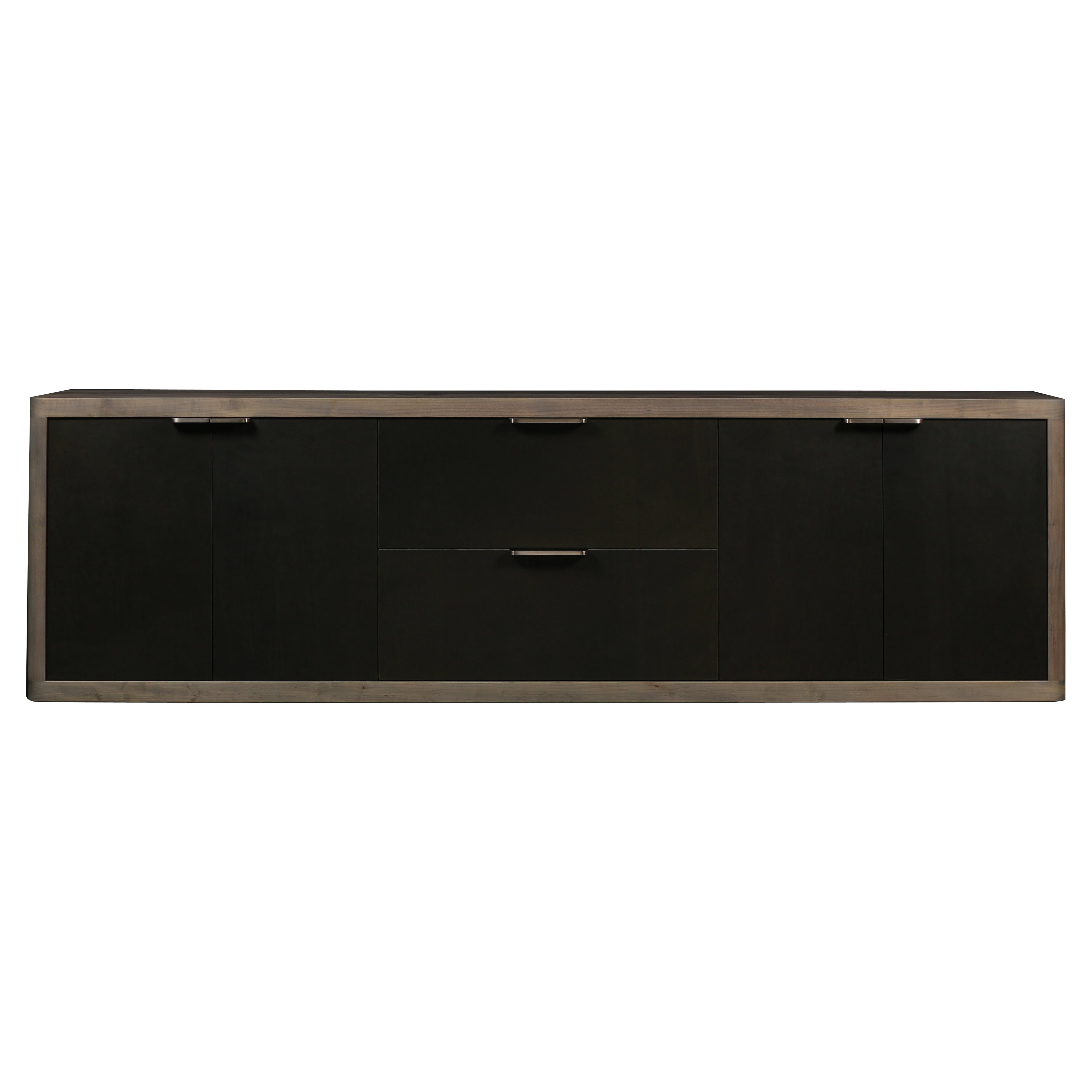 DREYFUS Floating Sideboard by AMBROZIA, Oxidized Maple, Leather & Dull Champagne For Sale
