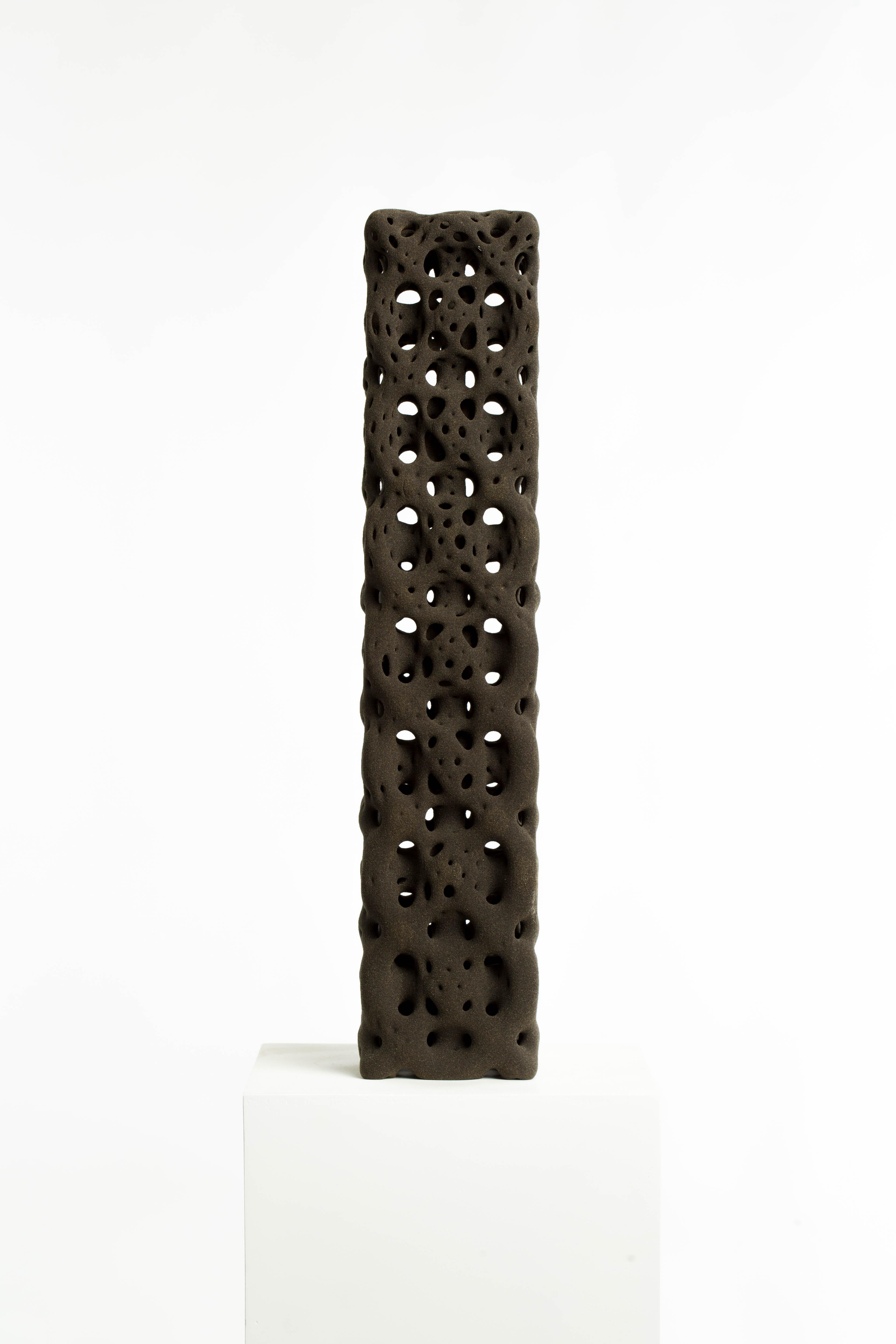 Noir, Texture, Sable, Carré, Contemporary, Art, Sculpture, Modern, Abstract. en vente 1