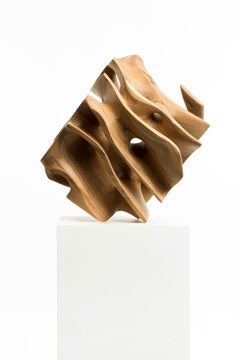 Raw, Wood, Cube, Abstract, Contemporary, Modern, Sculpture, Art, Geometric