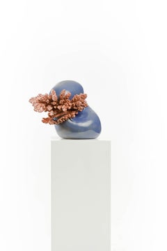 Copper, Polished, Blue, Ceramic, Abstract, Contemporary, Modern, Art, Sculpture