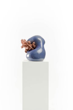 Copper, Polished, Blue, Ceramic, Abstract, Contemporary, Modern, Art, Sculpture