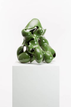 Vert, brillant, glaçure, céramique, argile, abstrait, contemporain, moderne, sculpture