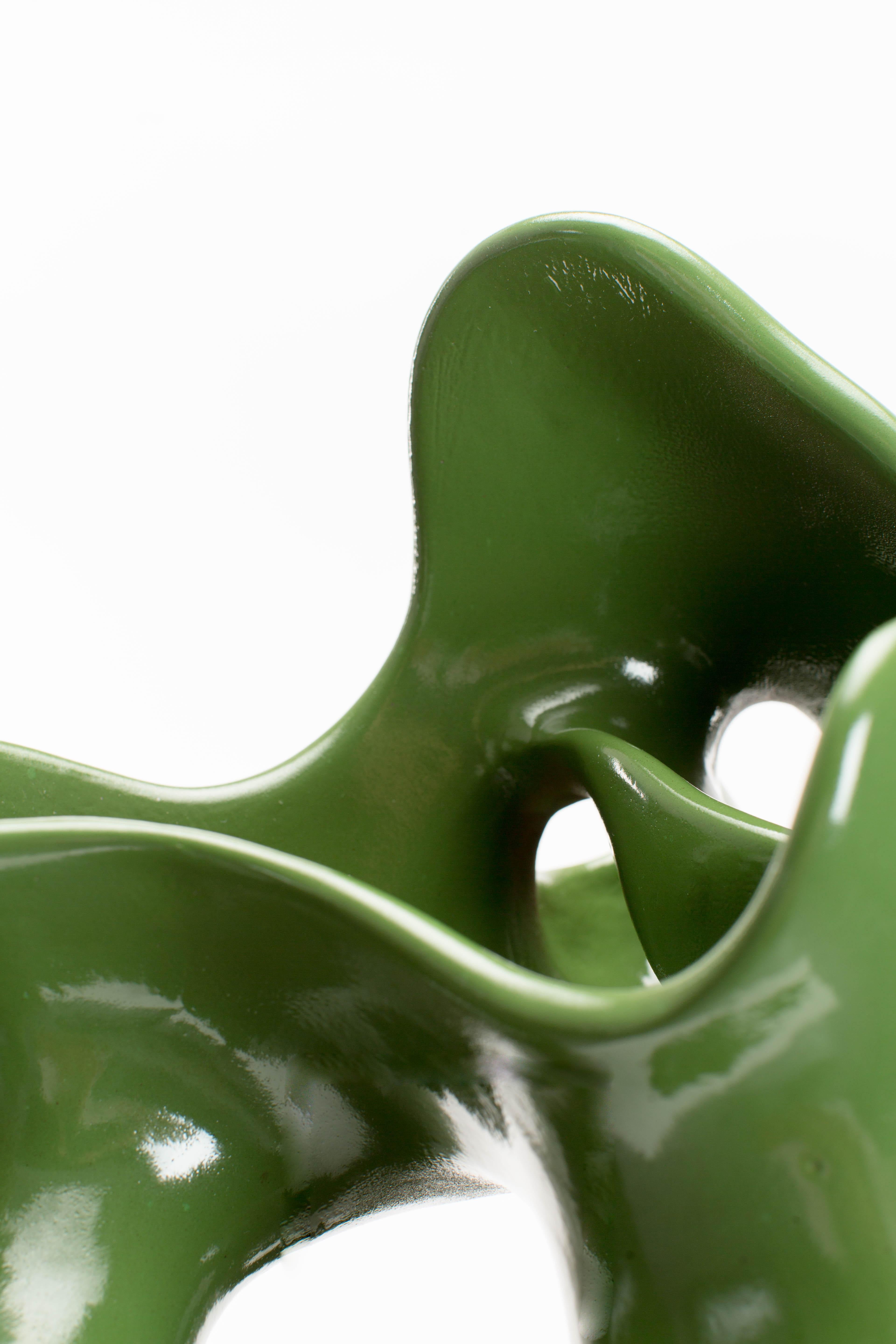 Green, Gloss, Glaze, Ceramic, Clay, Abstract, Contemporary, Modern, Sculpture For Sale 2
