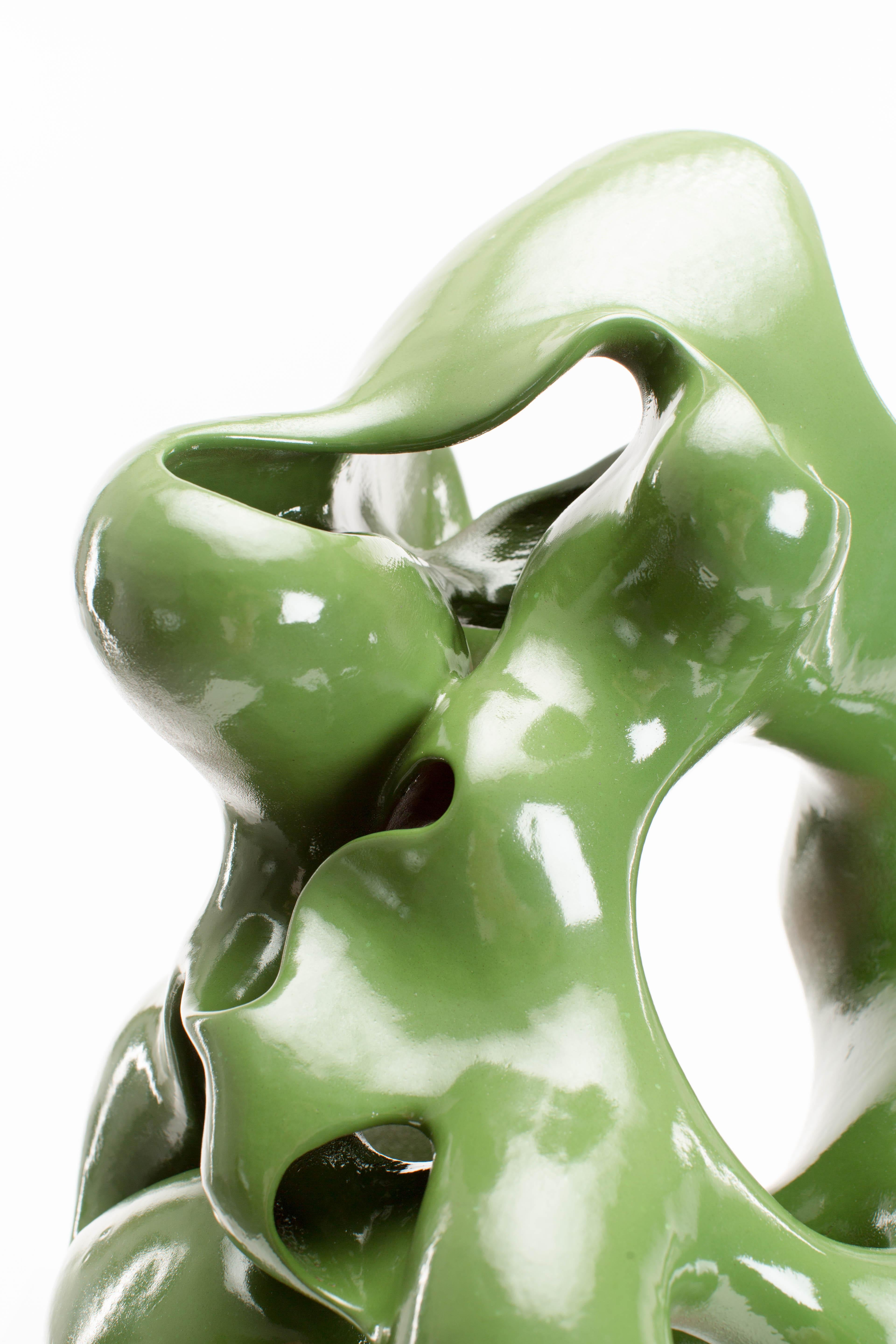 Green, Gloss, Glaze, Ceramic, Clay, Abstract, Contemporary, Modern, Sculpture For Sale 3