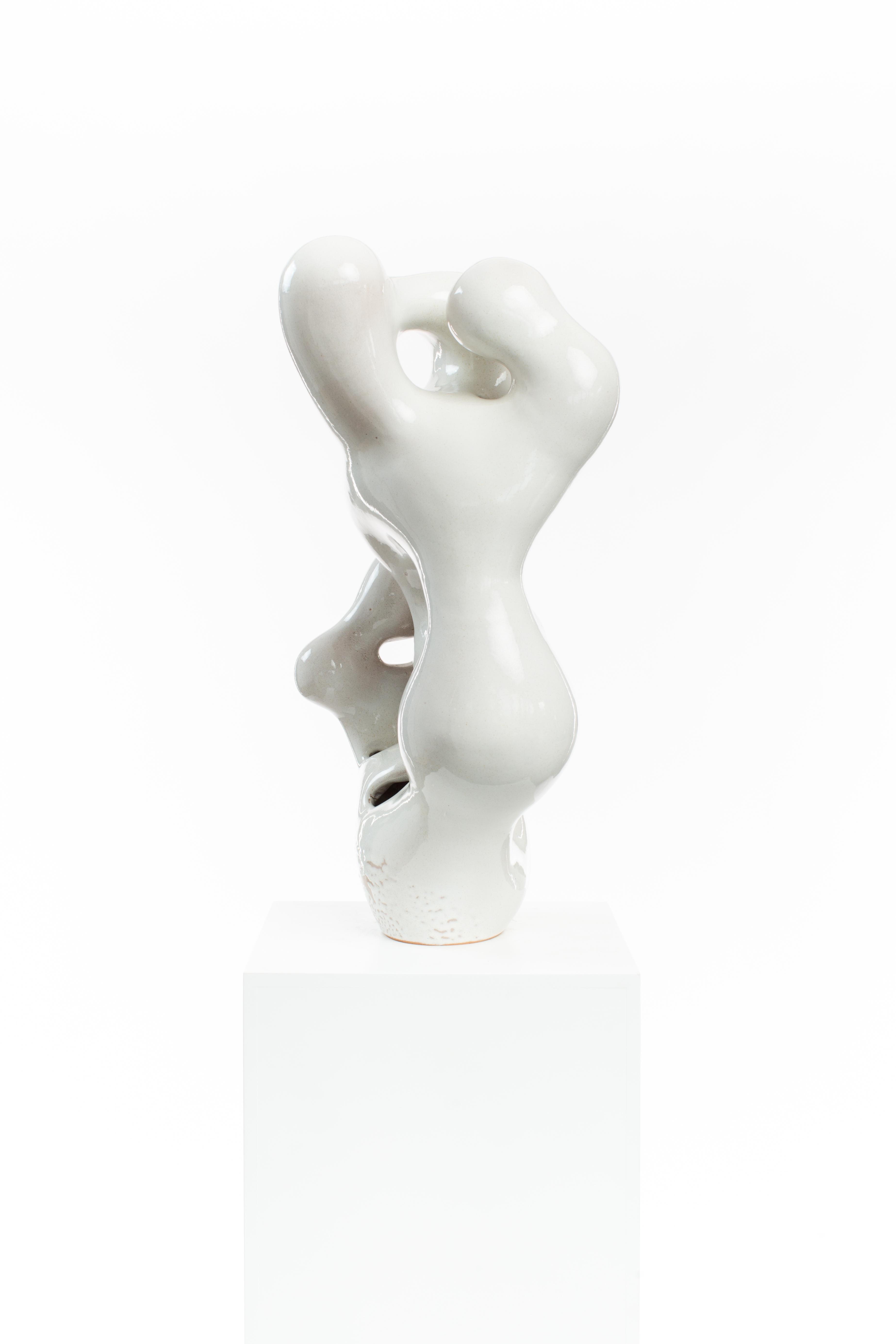 Whiten, Gloss, Glaze, Ceramic, Clay, Abstract, Contemporary, Modern, Candelabra - Sculpture by Driaan Claassen & Catherine Ash