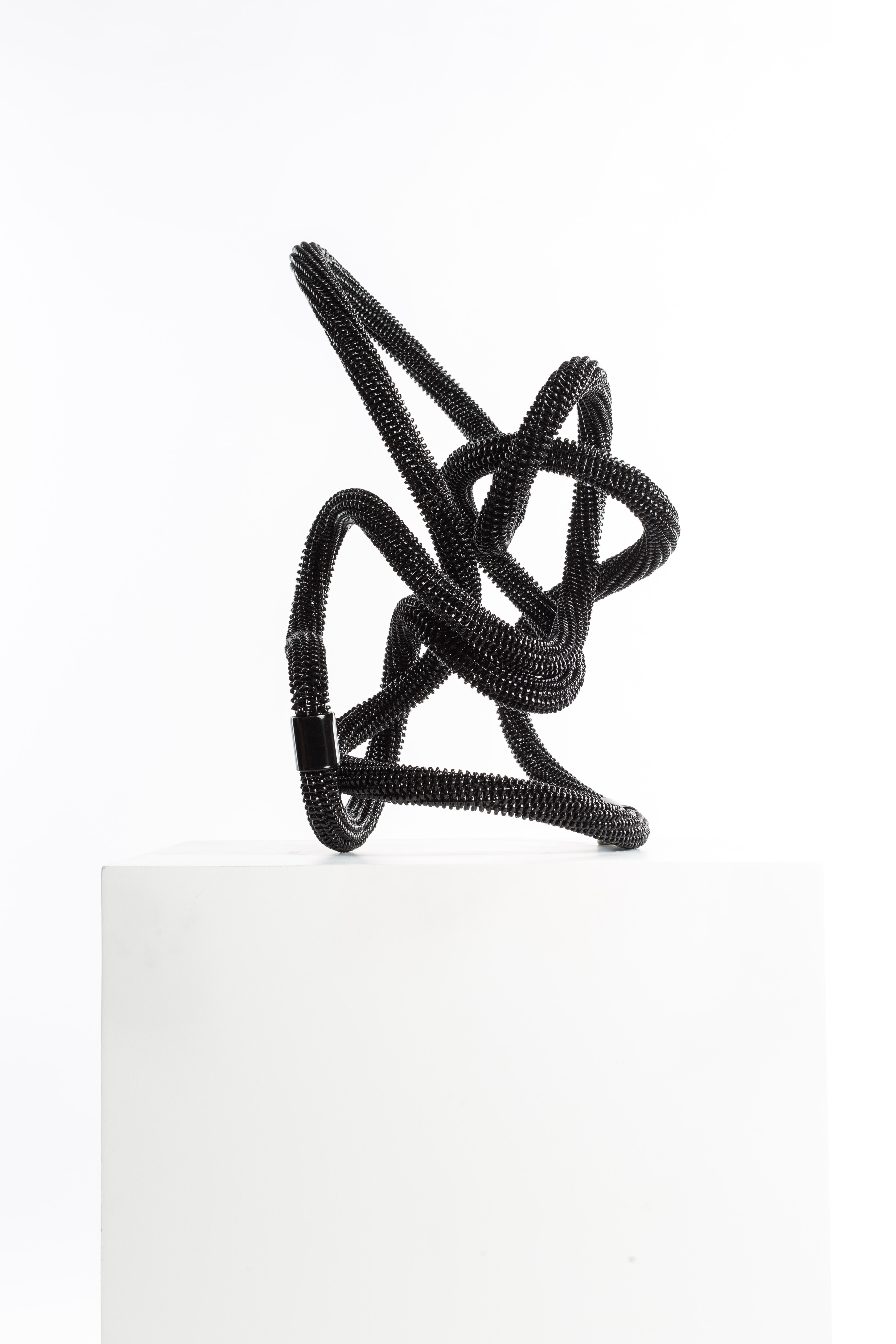 Compact Whisp 005
Black
1/1
Stainless Steel, Powder Coating
59cm x 36cm x 43cm
6Kg
2021

Whisps are meticulously constructed organic sculptural expressions. These expressions are symbolic of what the mind feels like to artist Driaan Claassen as he