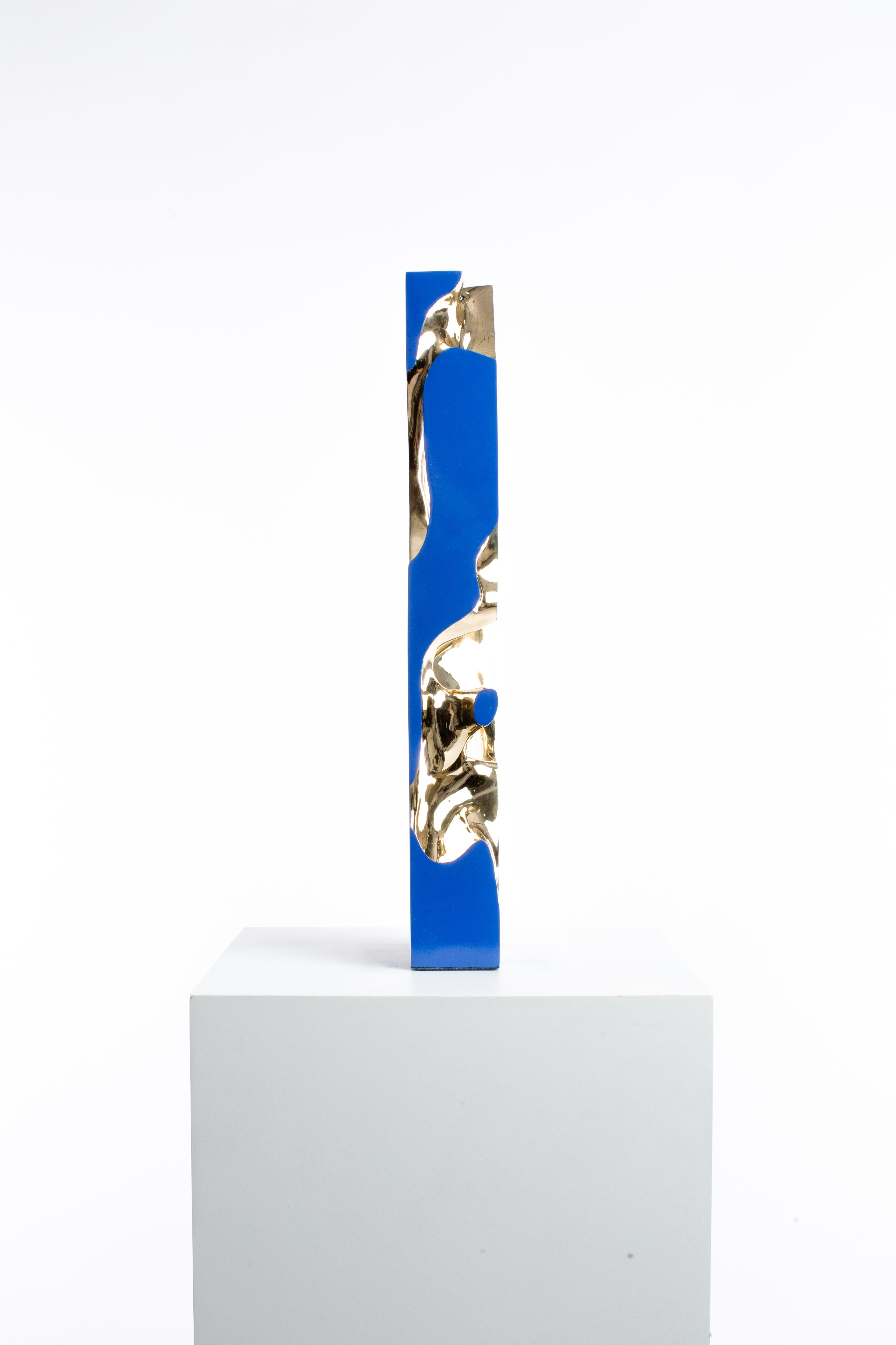 Blue, Polish, Enamel, Bronze, Abstract, Contemporary, Modern, Sculpture For Sale 1