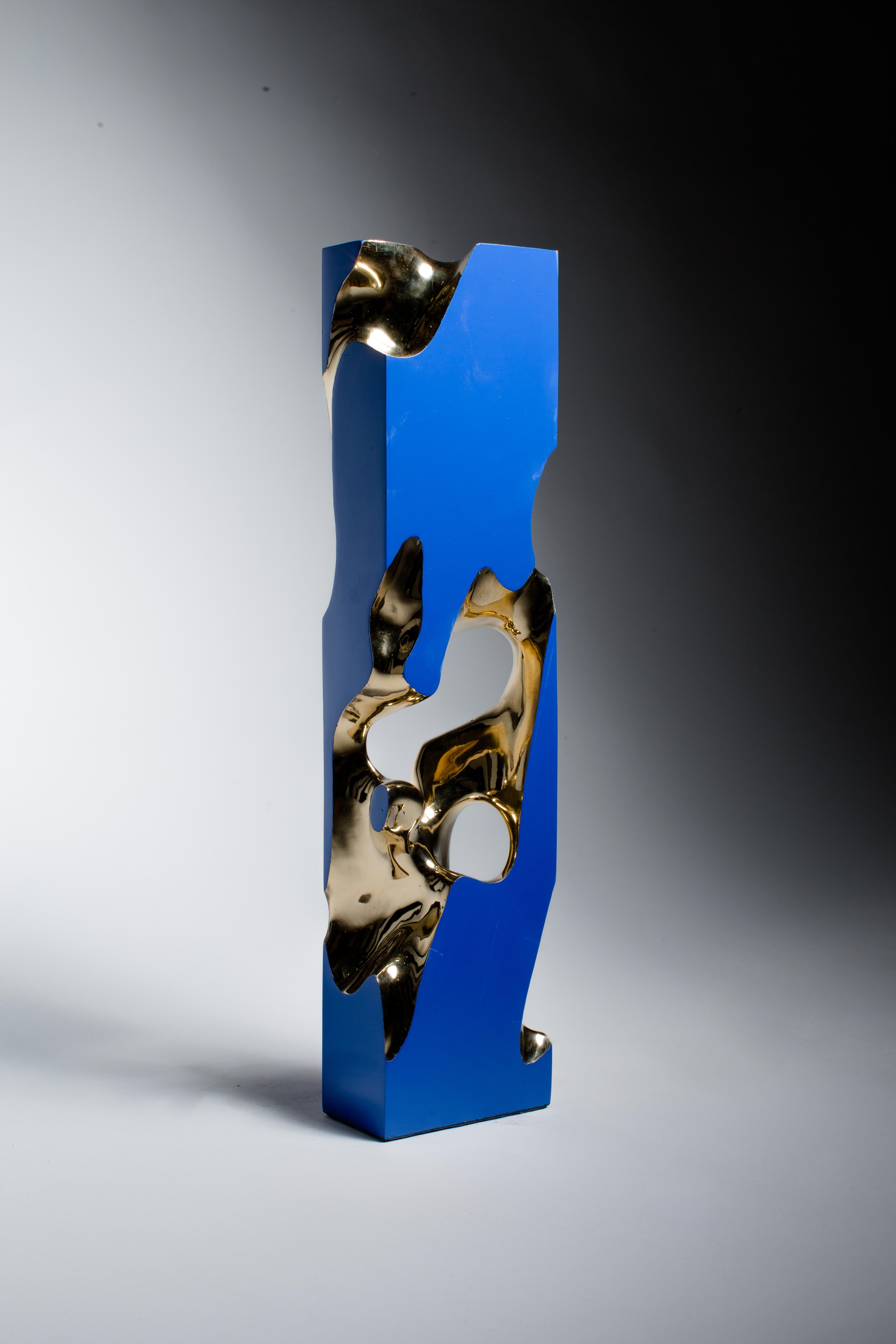 Blue, Polish, Enamel, Bronze, Abstract, Contemporary, Modern, Sculpture For Sale 2
