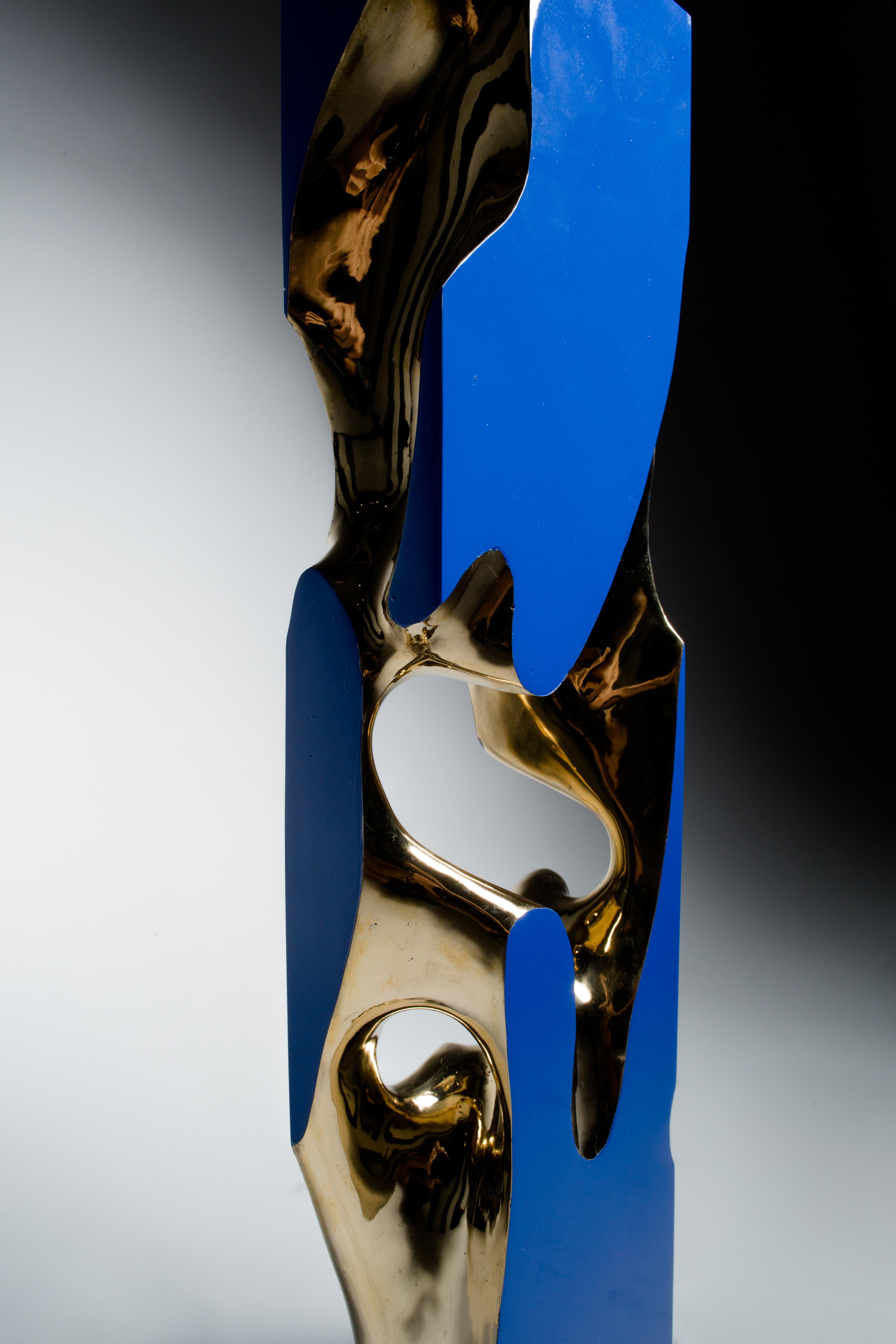 Blue, Polish, Enamel, Bronze, Abstract, Contemporary, Modern, Sculpture For Sale 4