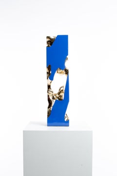 Blue, Polish, Enamel, Bronze, Abstract, Contemporary, Modern, Sculpture