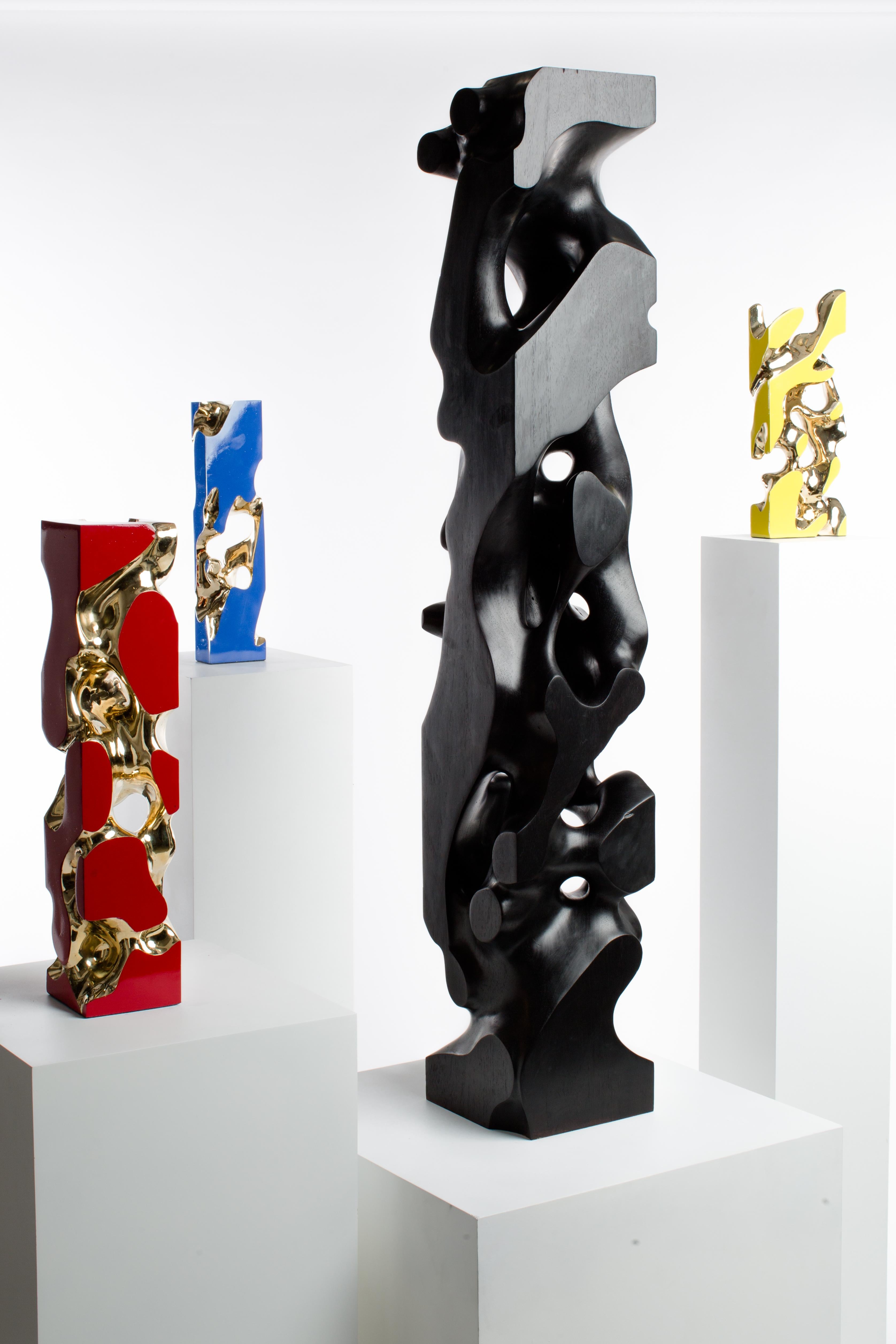 Black, Polish, Enamel, Bronze, Abstract, Contemporary, Modern, Sculpture For Sale 2