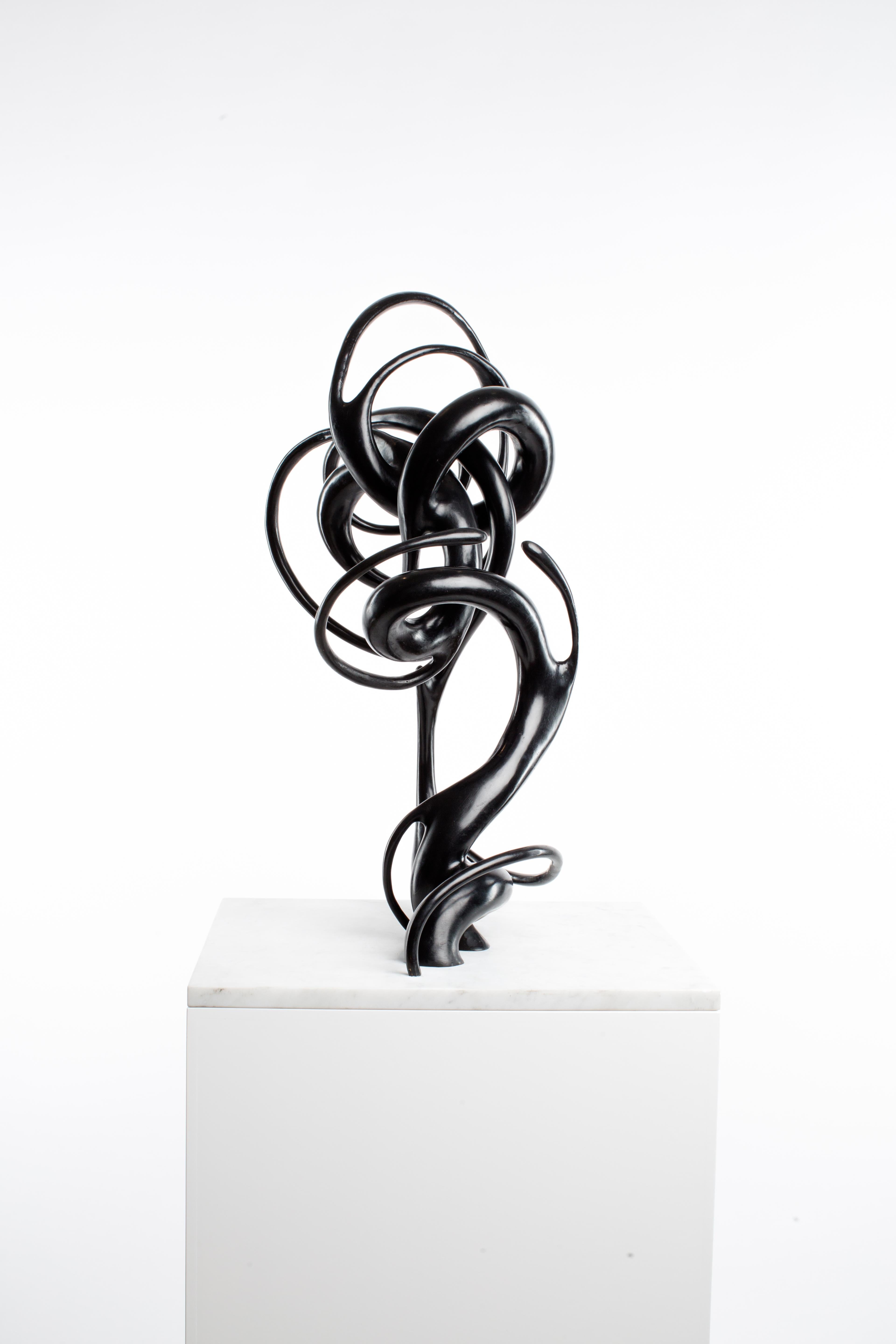 Black, Bronze, Patina, White, Marble, Abstract, Contemporary, Modern, Sculpture For Sale 1