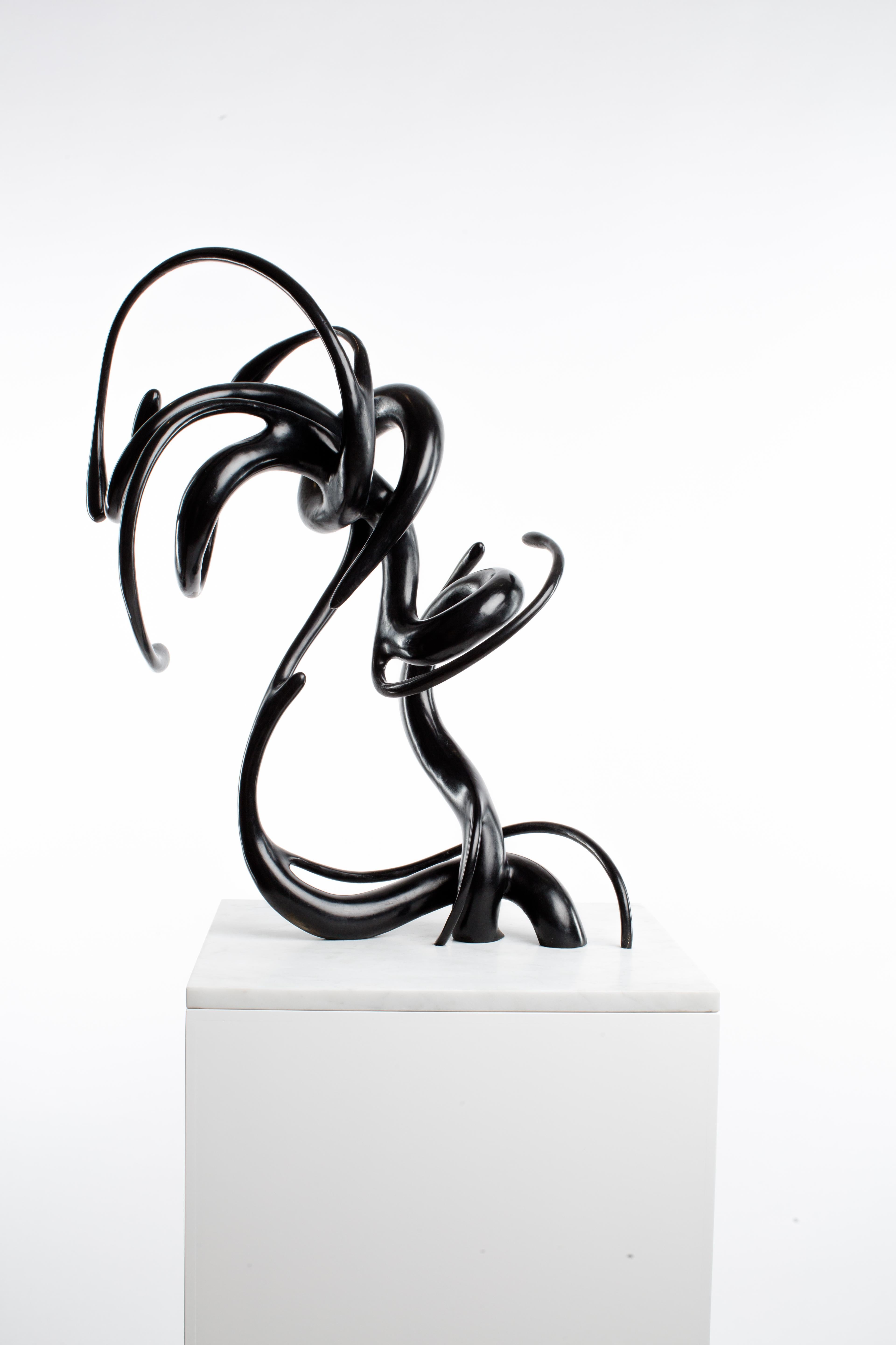 Black, Bronze, Patina, White, Marble, Abstract, Contemporary, Modern, Sculpture For Sale 2