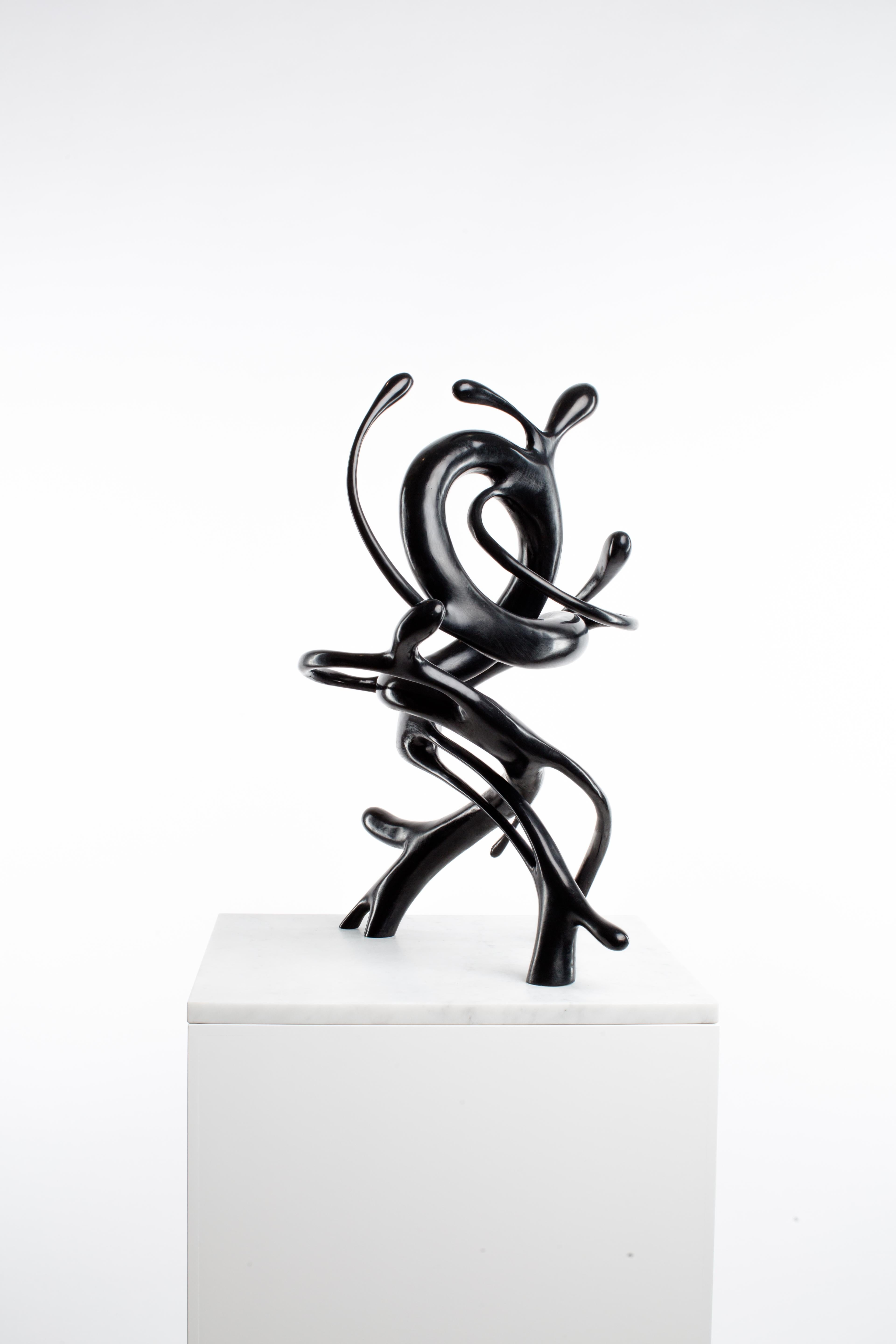 Black, Bronze, Patina, White, Marble, Abstract, Contemporary, Modern, Sculpture For Sale 1