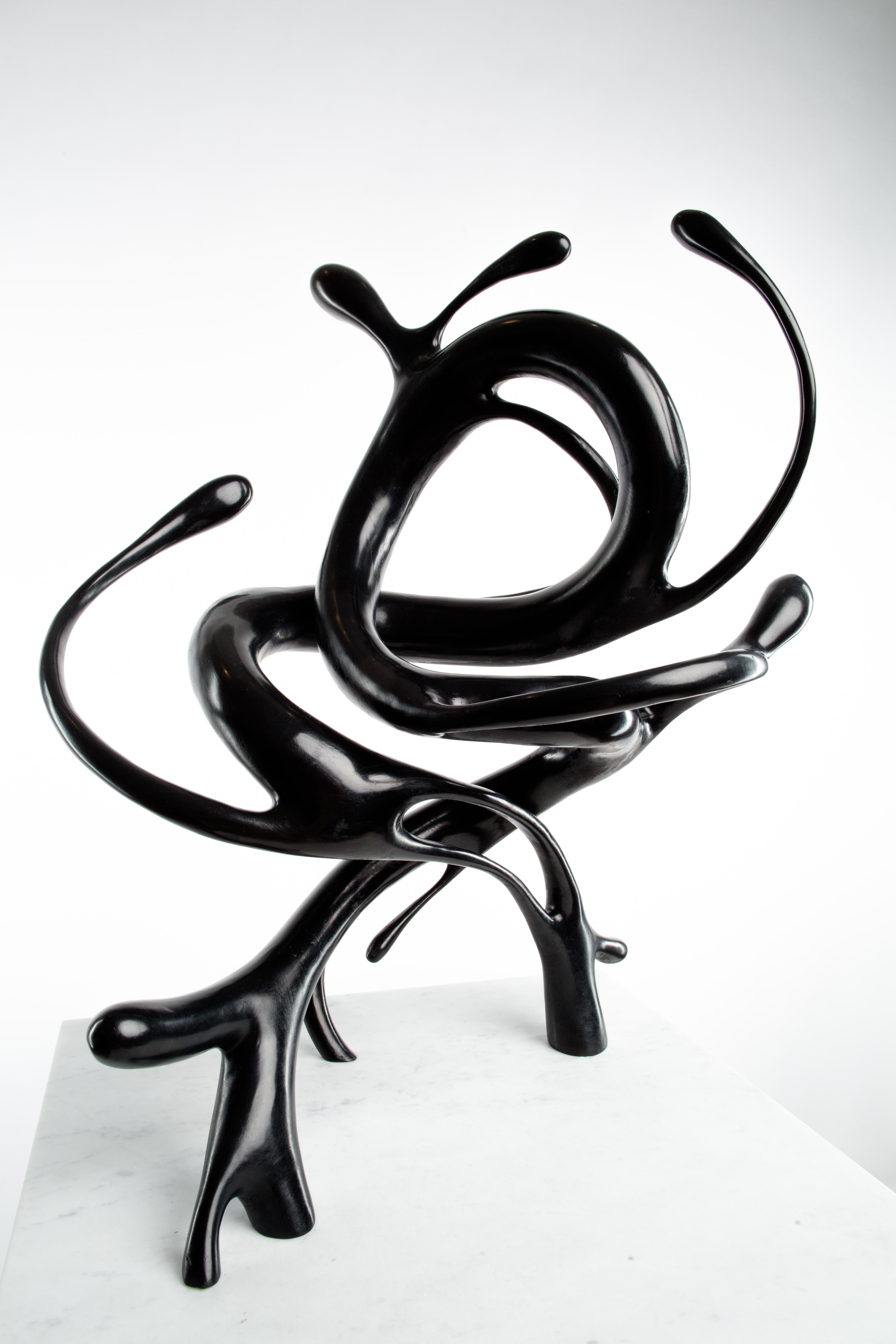 Black, Bronze, Patina, White, Marble, Abstract, Contemporary, Modern, Sculpture For Sale 5