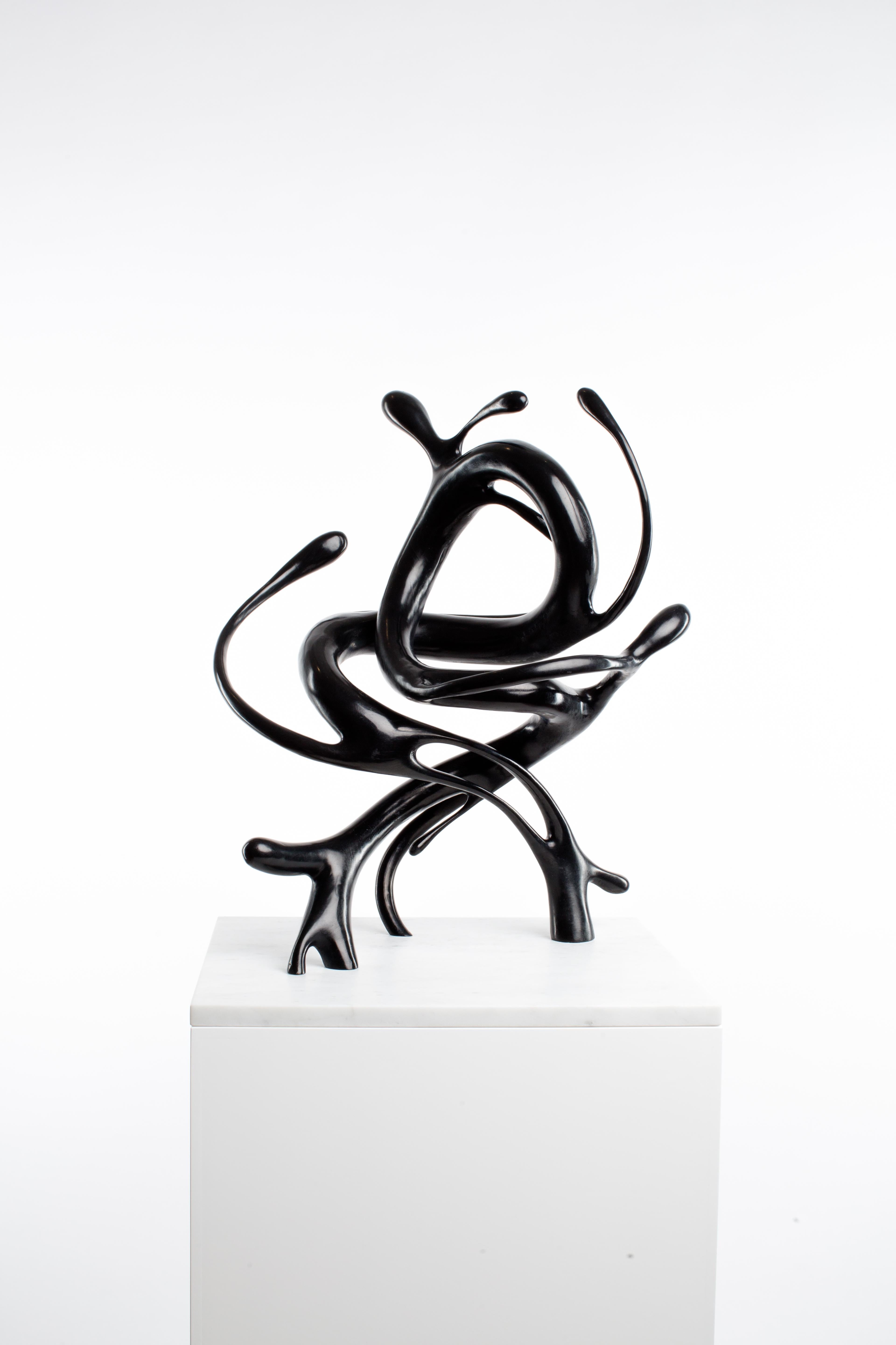 Black, Bronze, Patina, White, Marble, Abstract, Contemporary, Modern, Sculpture