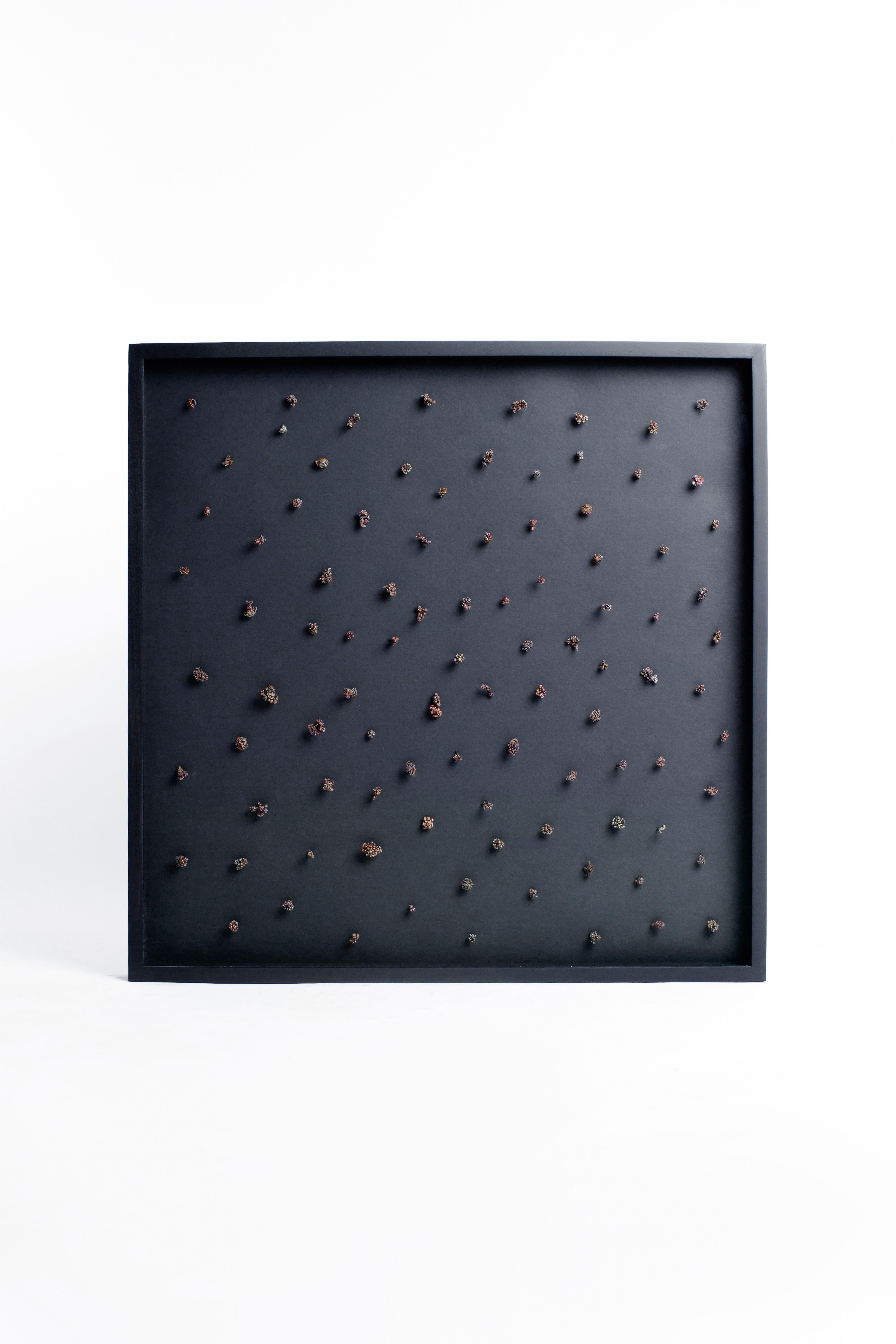 Copper, Crystal, Black, Framed Abstract, Contemporary, Modern, Art - Sculpture by Driaan Claassen