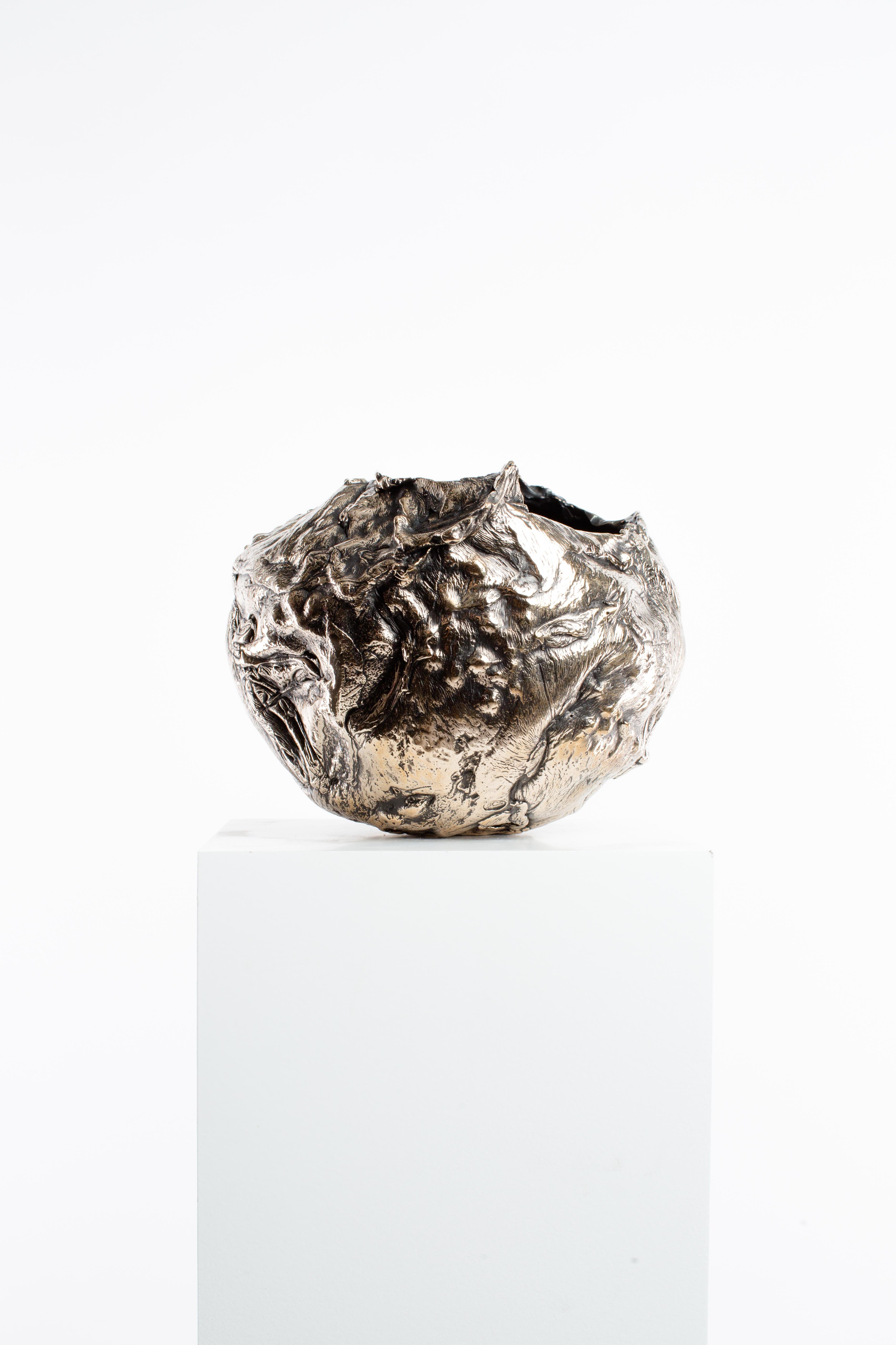 Polished, Bronze, Patina, Abstract, Contemporary, Modern, Sculpture, Vessel 2